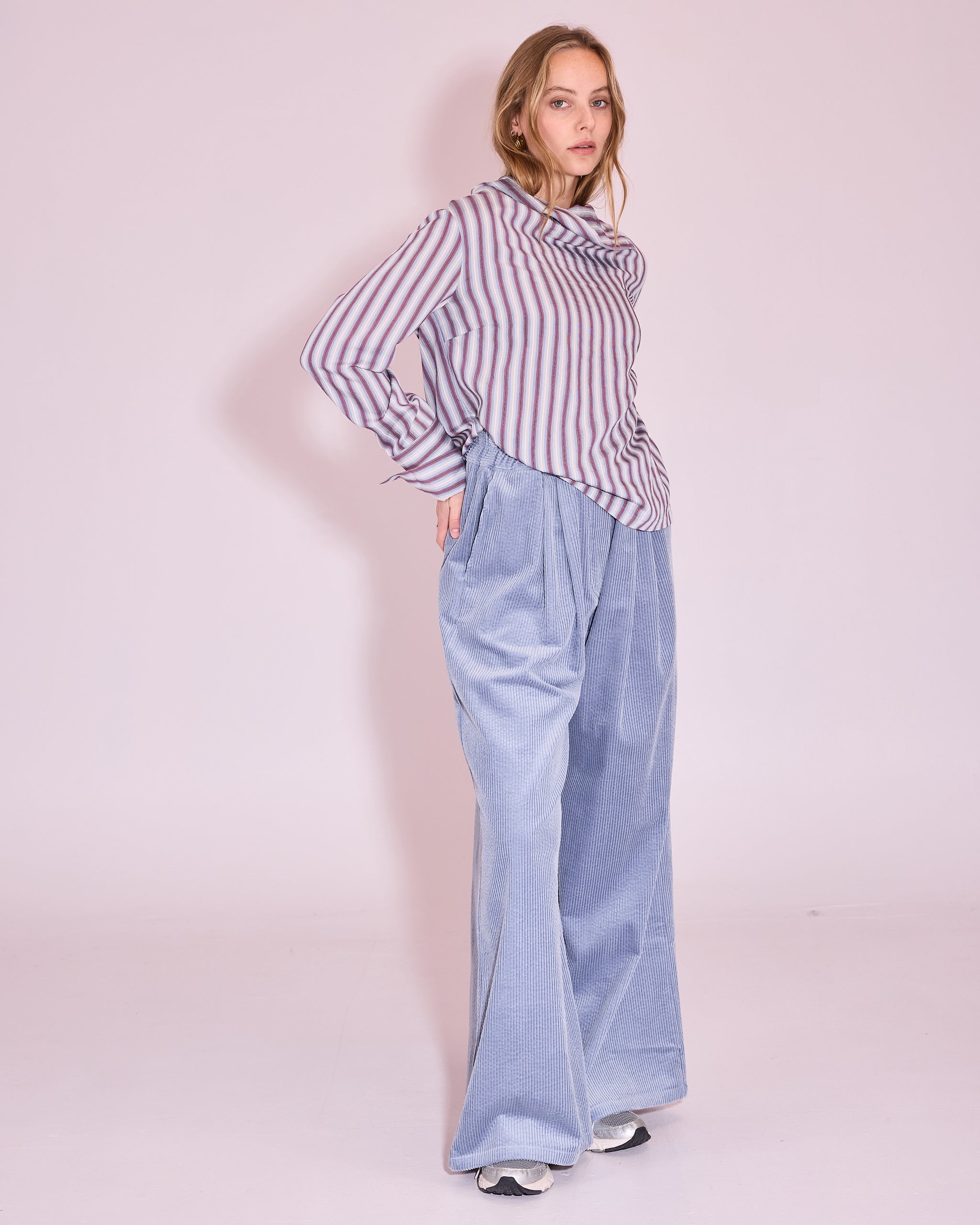 Haya blouse in burgundy / white / blue