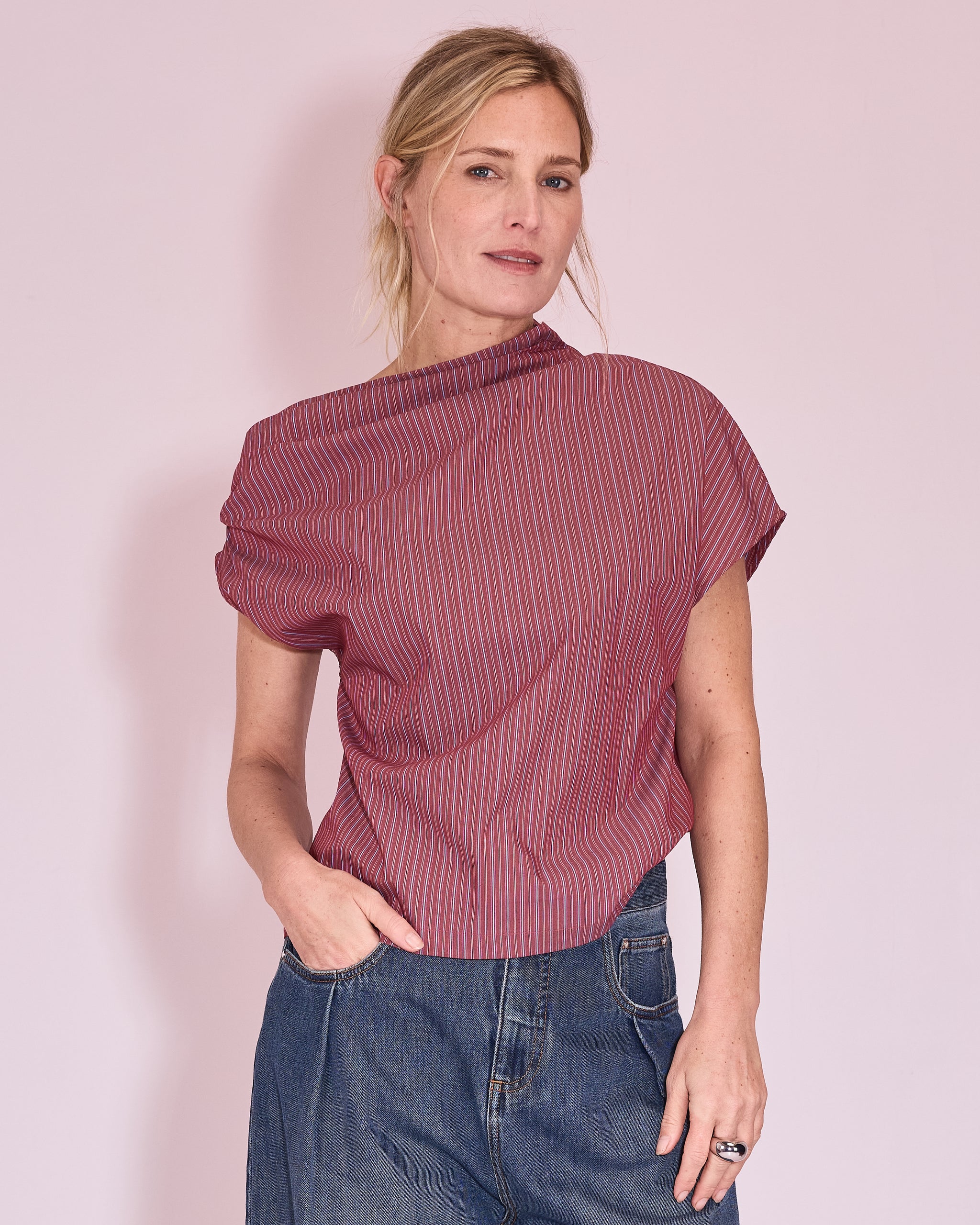 Feline top in rosewood / blue