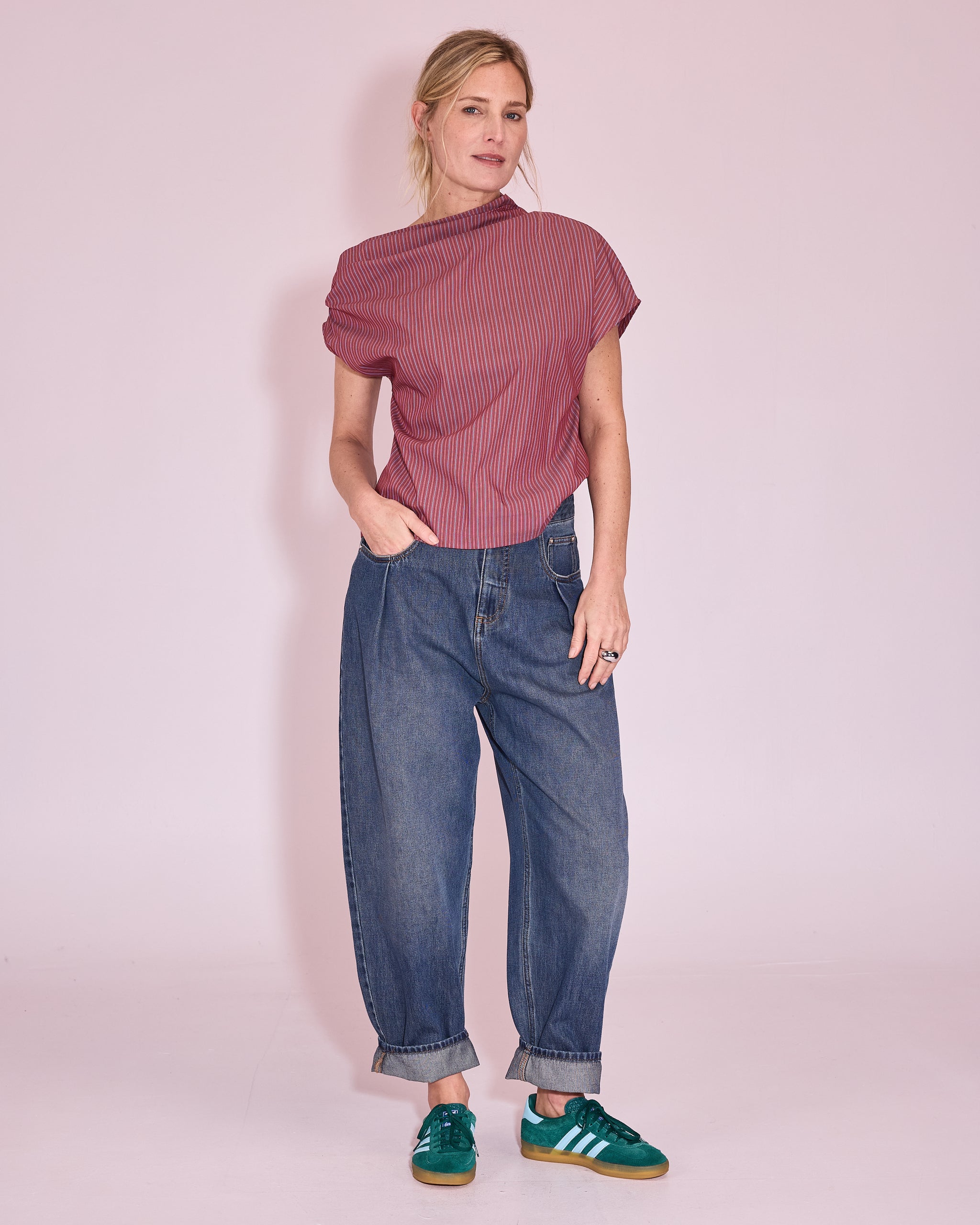 Feline top in rosewood / blue