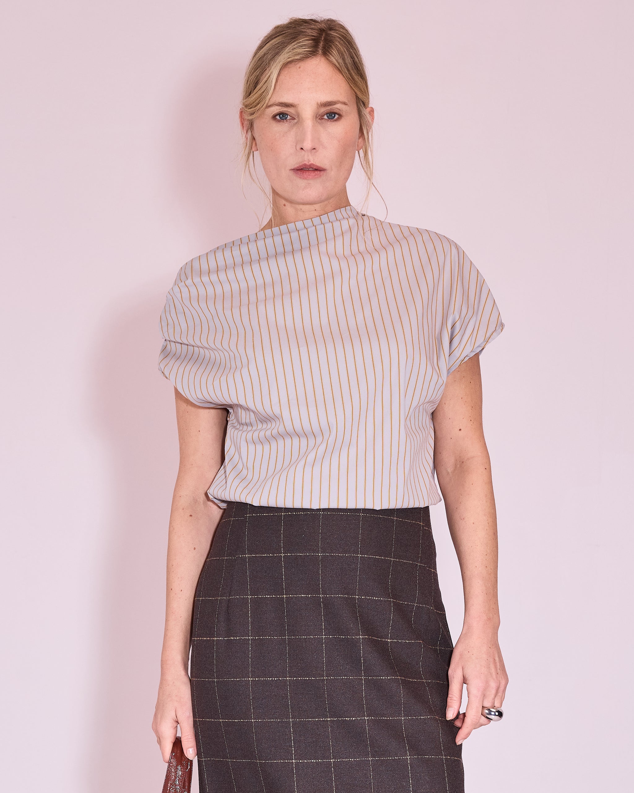 Feline top in harbor mist / mustard