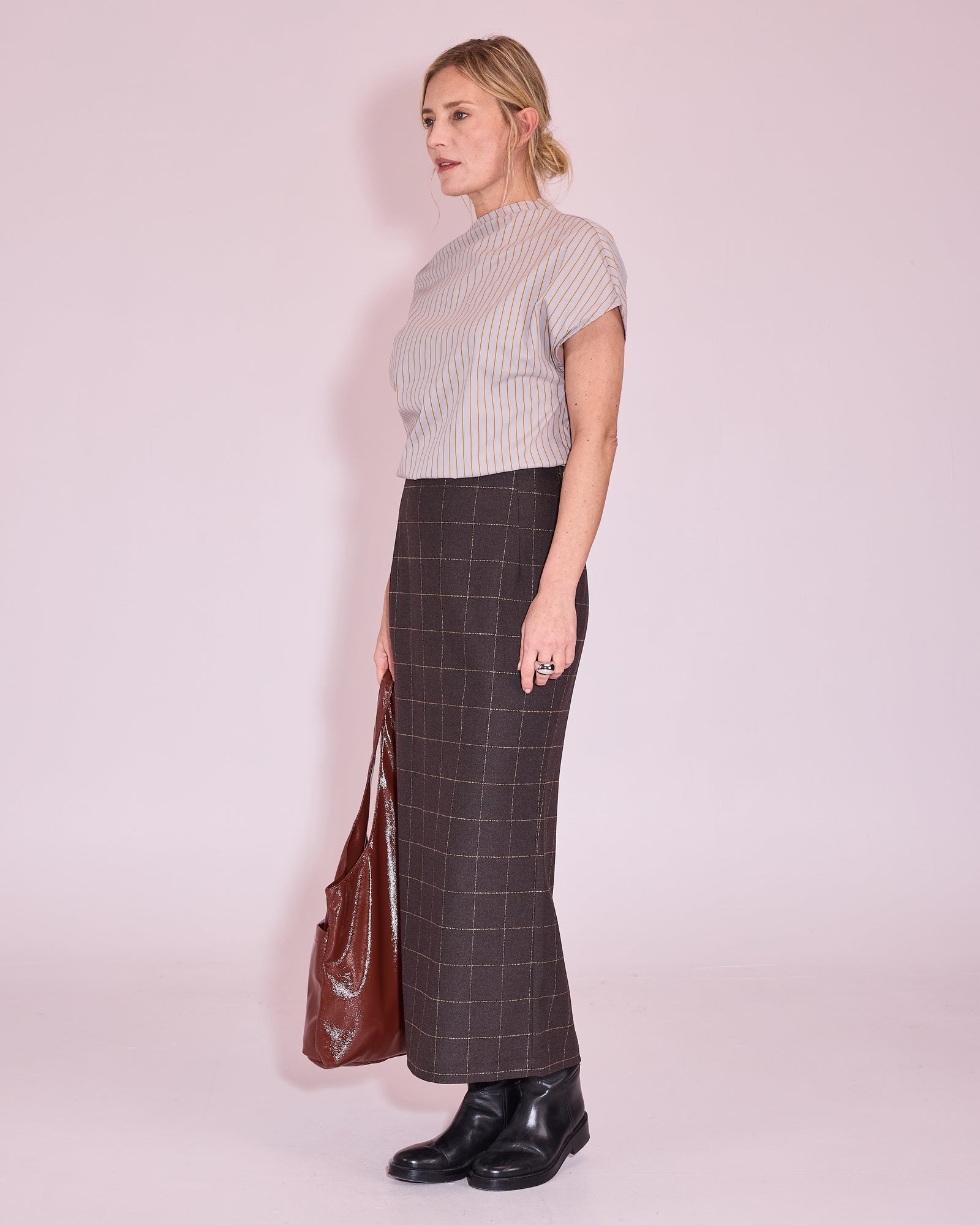Feline top in harbor mist / mustard