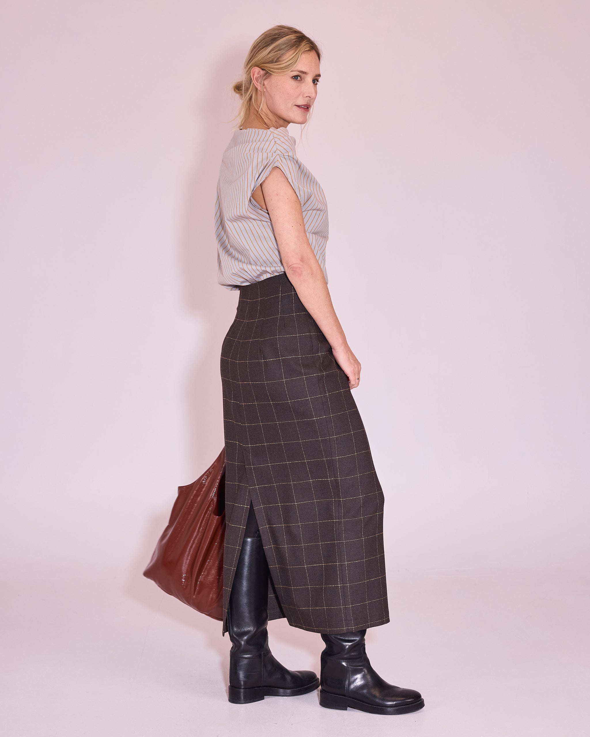 Feline top in harbor mist / mustard