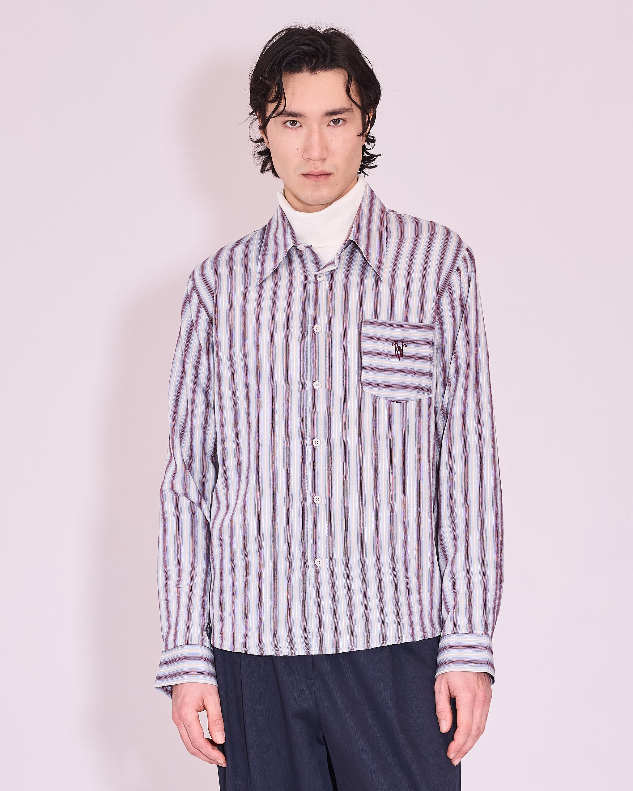 Godfried shirt in burgundy / white / blue