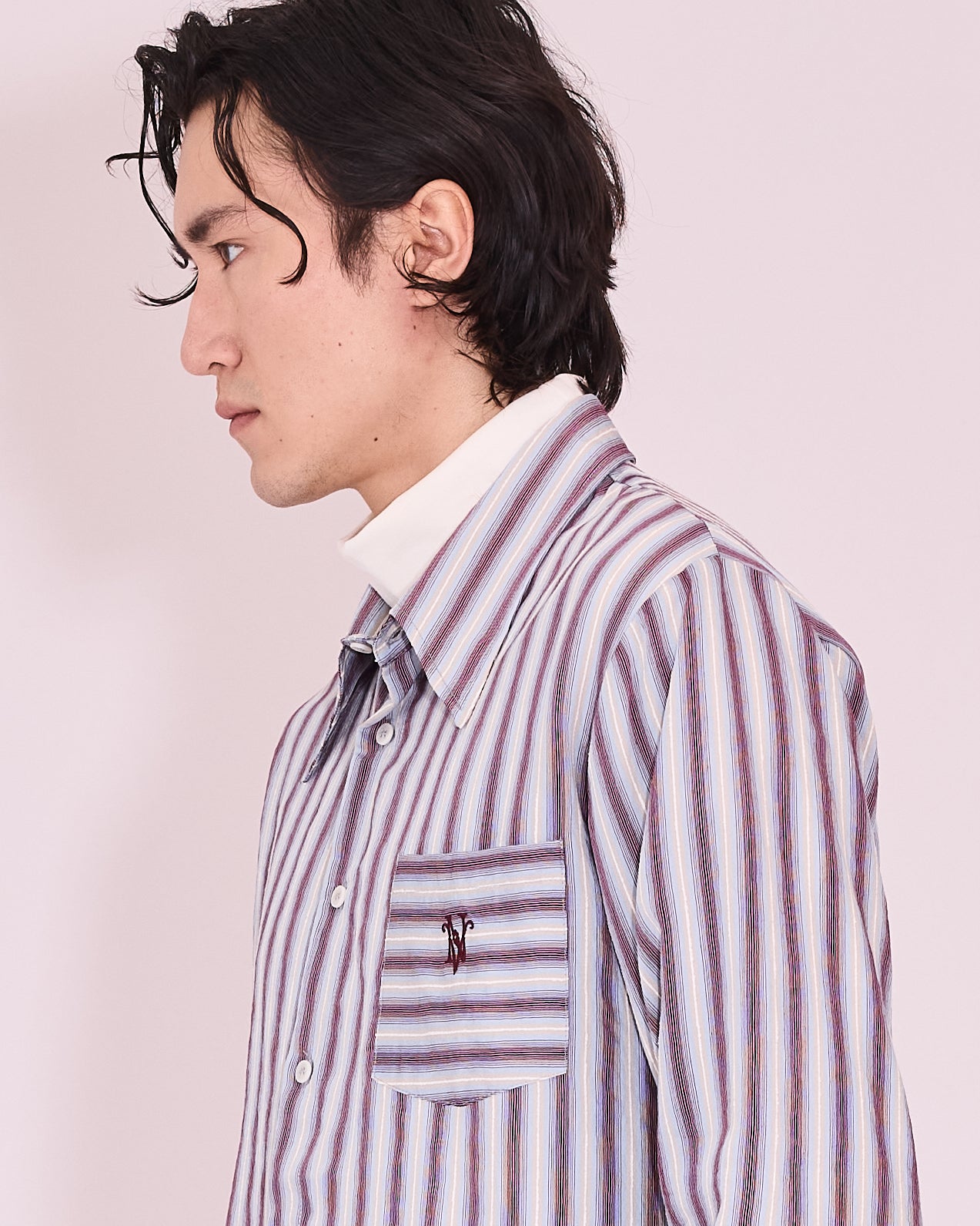 Godfried shirt in burgundy / white / blue