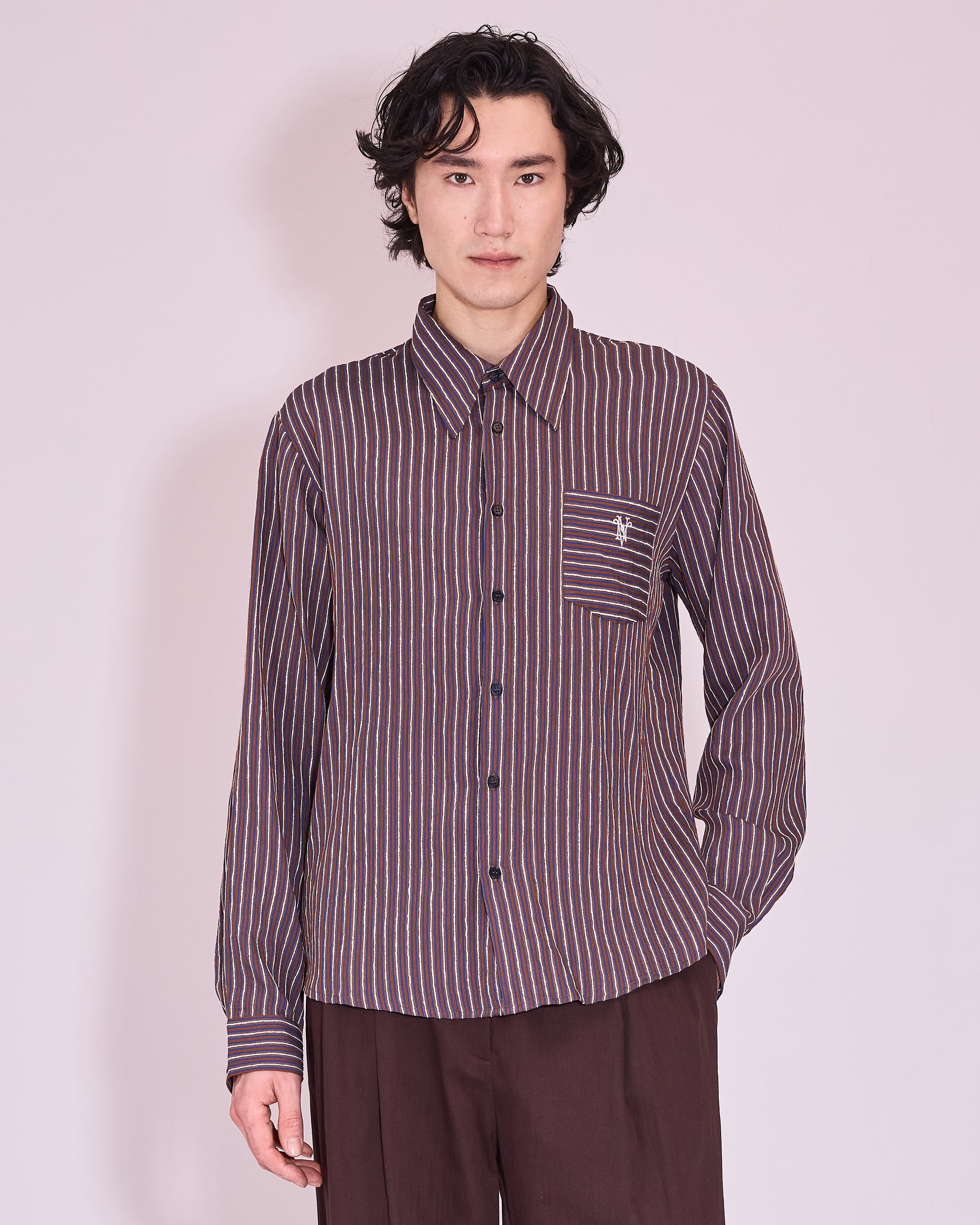 Godfried shirt in brown / blue / white