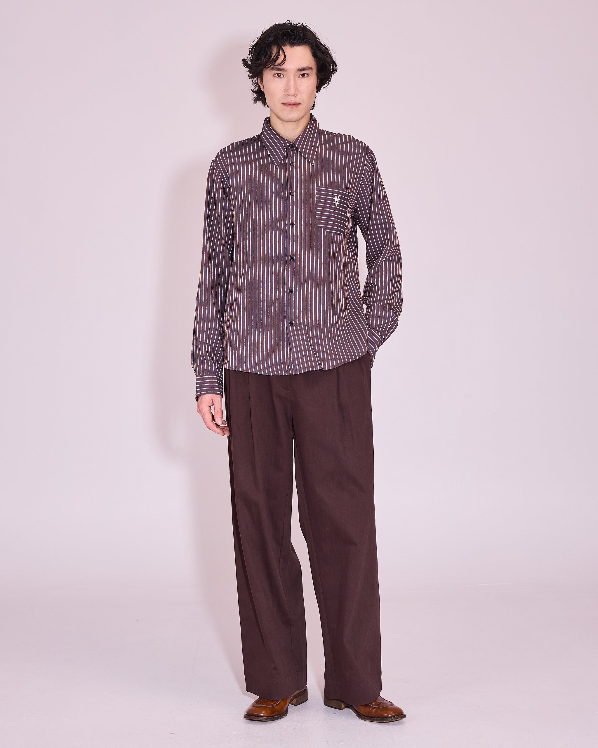 Godfried shirt in brown / blue / white