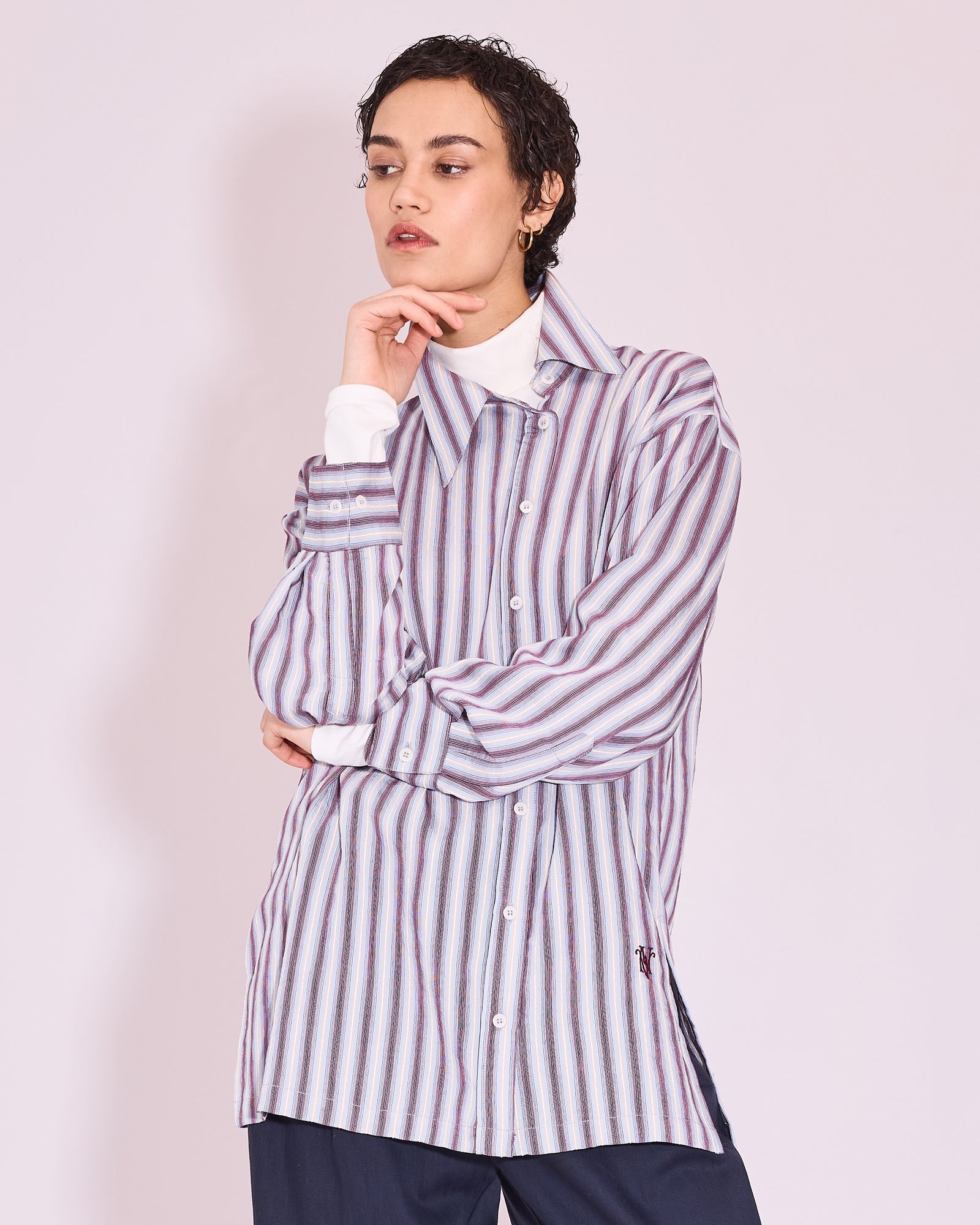 Jeanne hemd in burgundy / white / blue