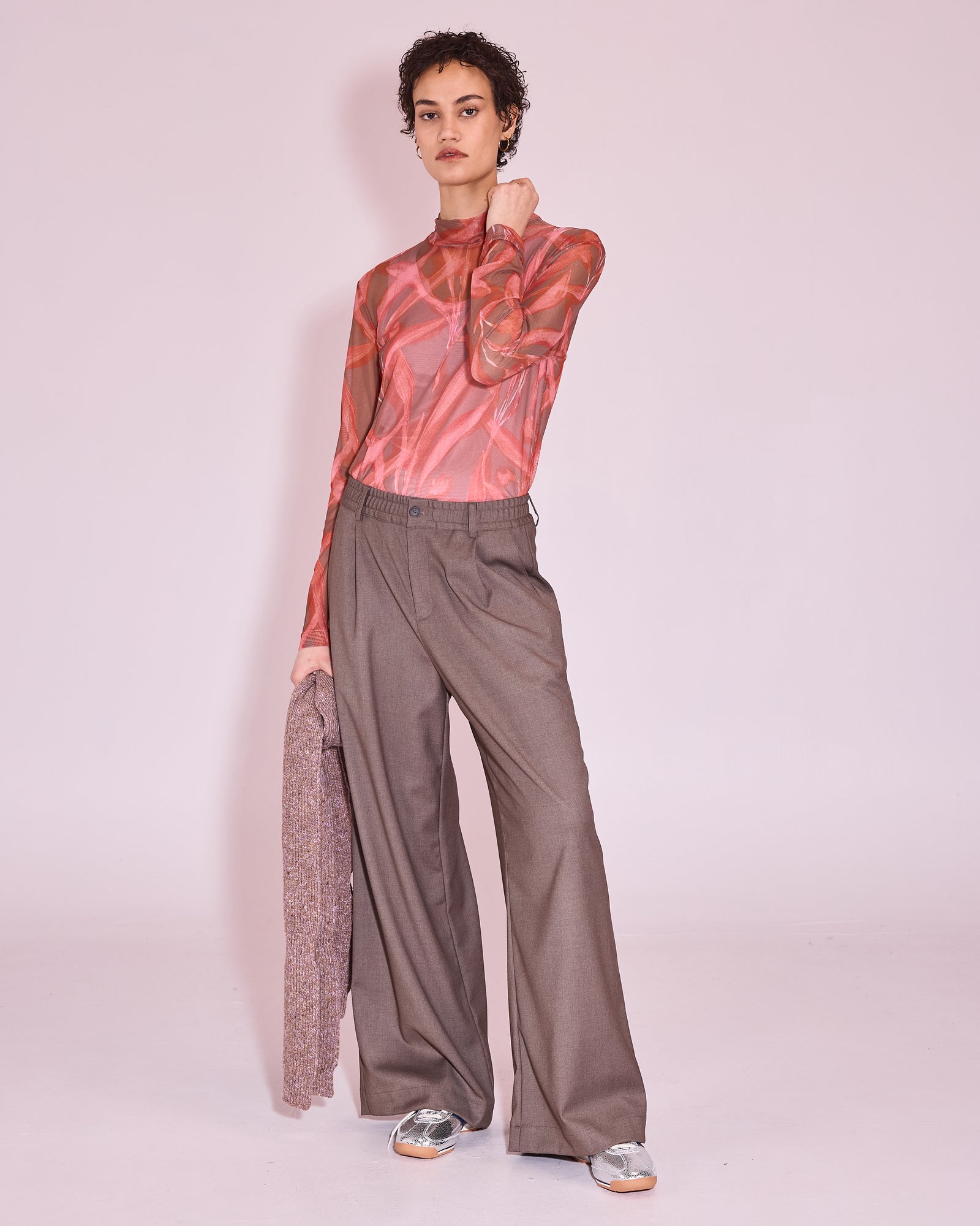 Hedson mesh T-shirt in red leaves