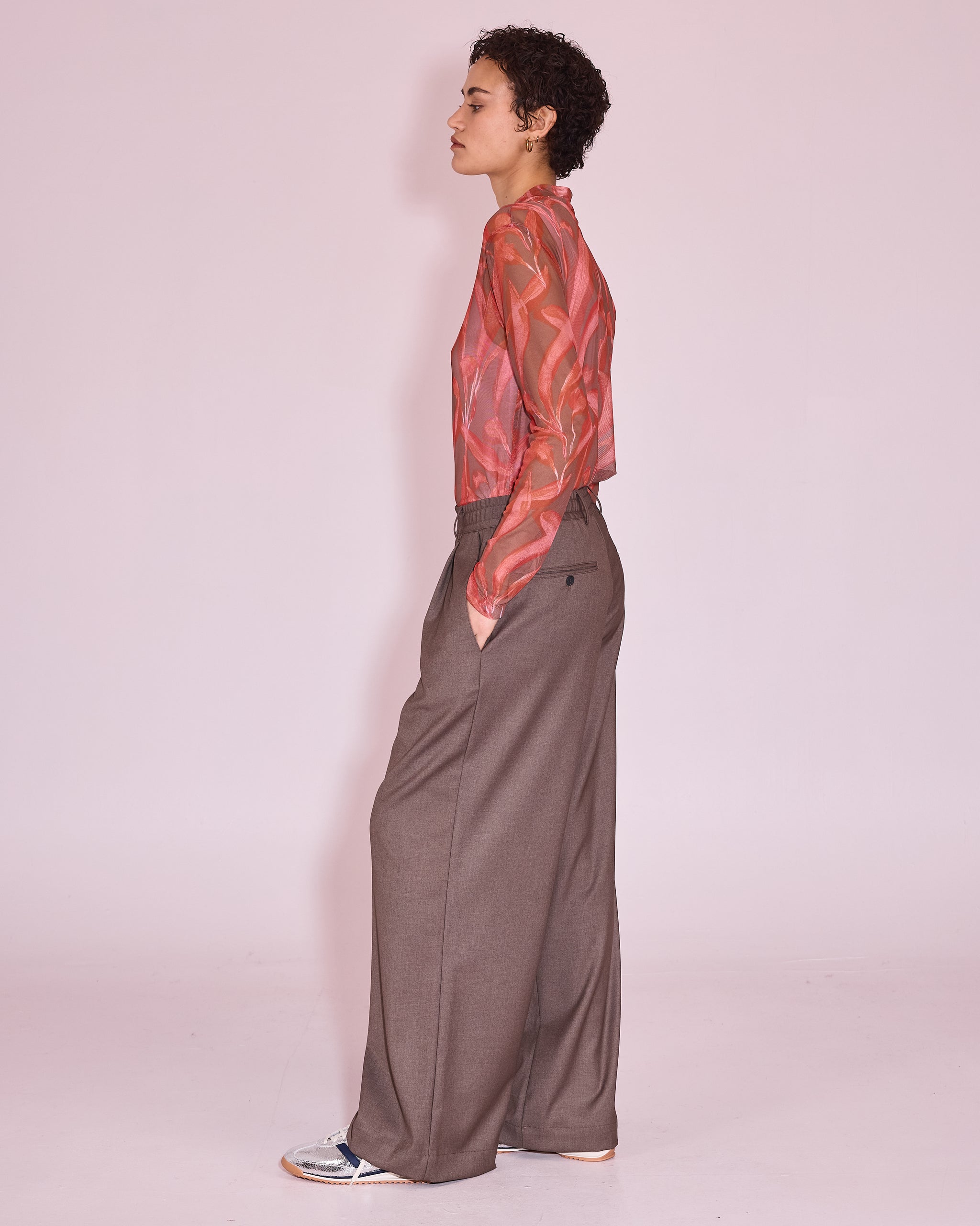 Hedson mesh T-shirt in red leaves