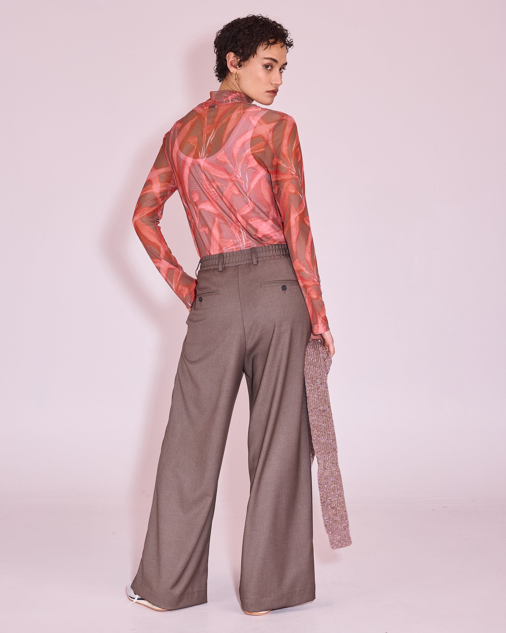 Hedson mesh T-shirt in red leaves