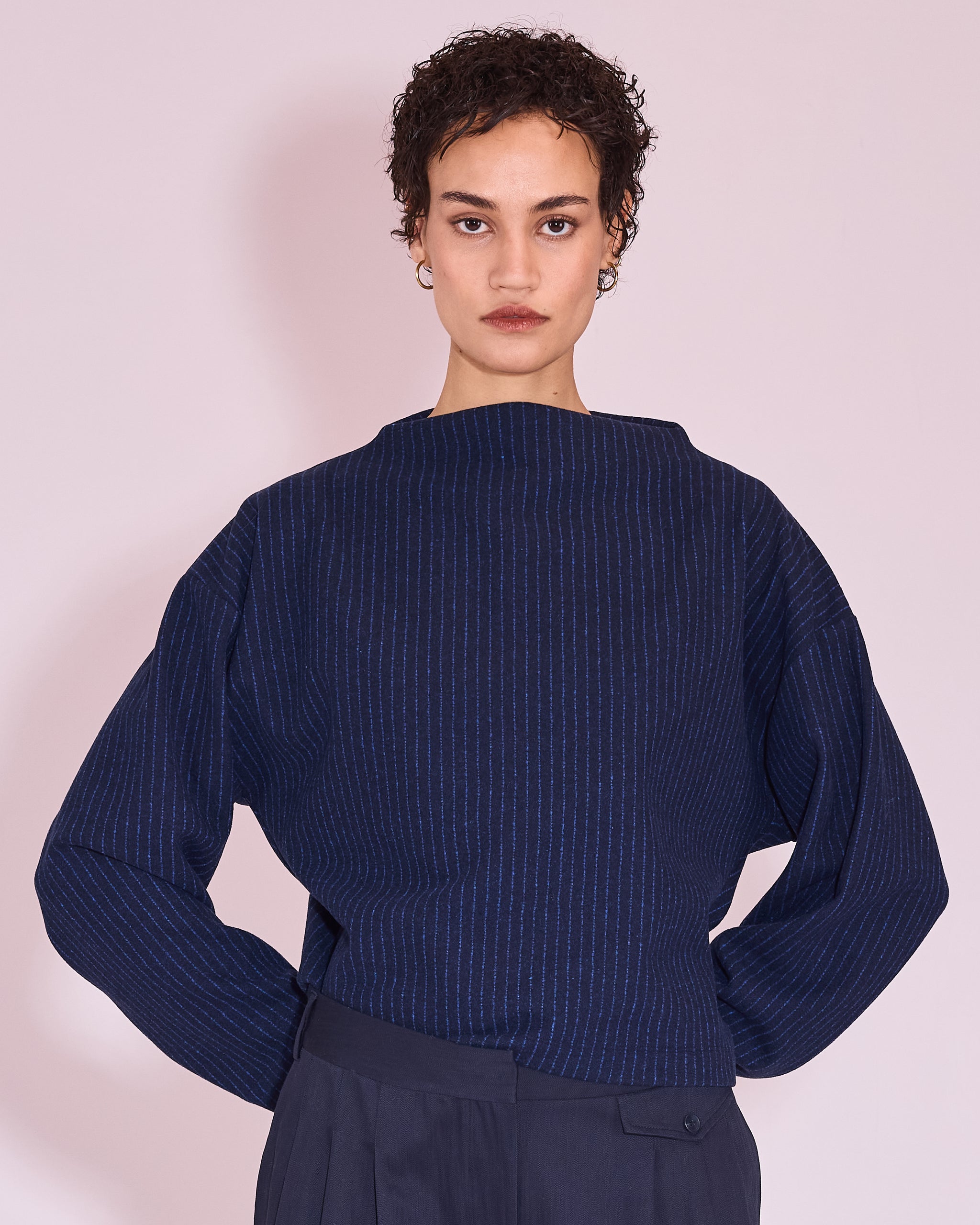 Jos sweater in bright blue stripes
