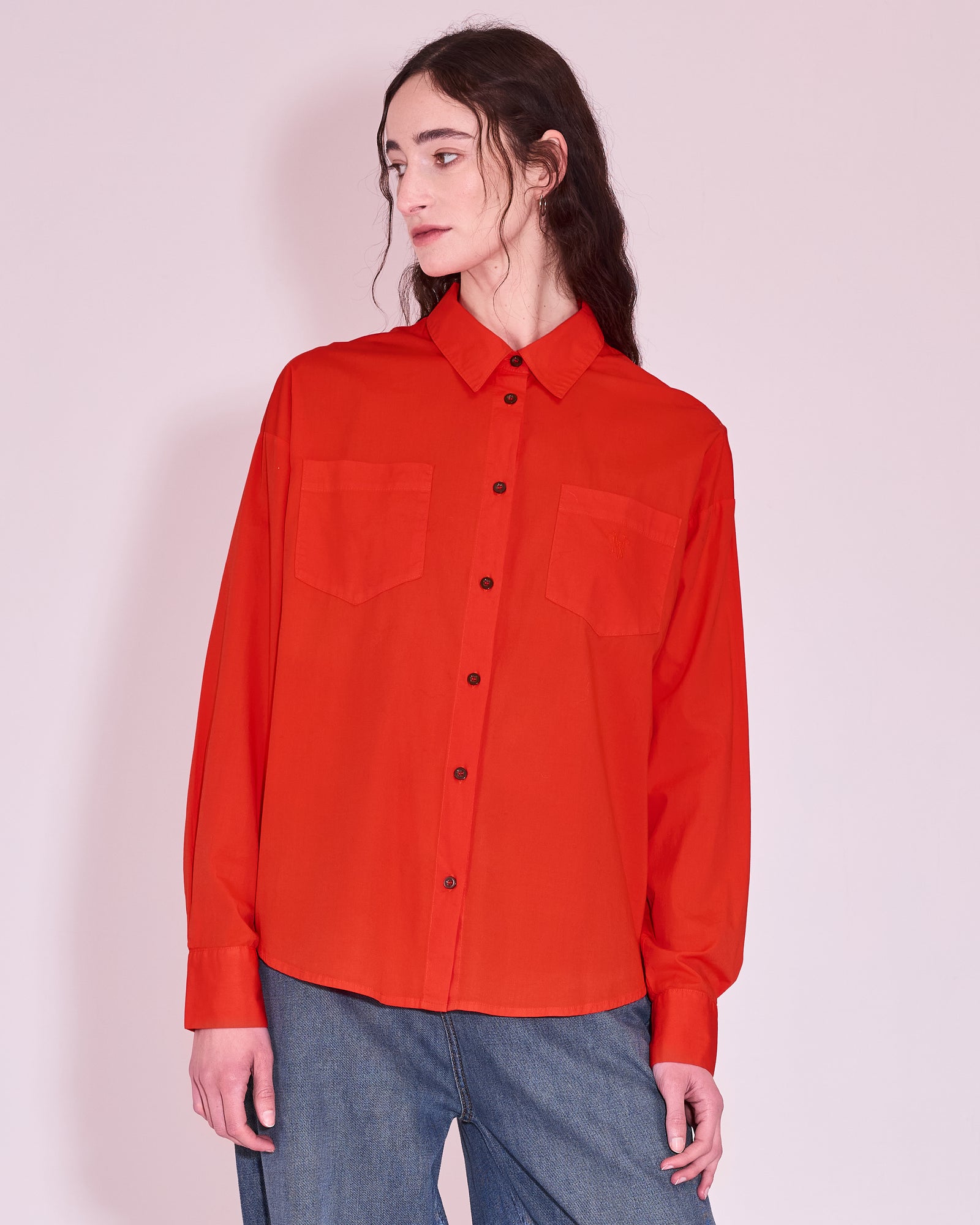 Gabri hemd in mandarin red