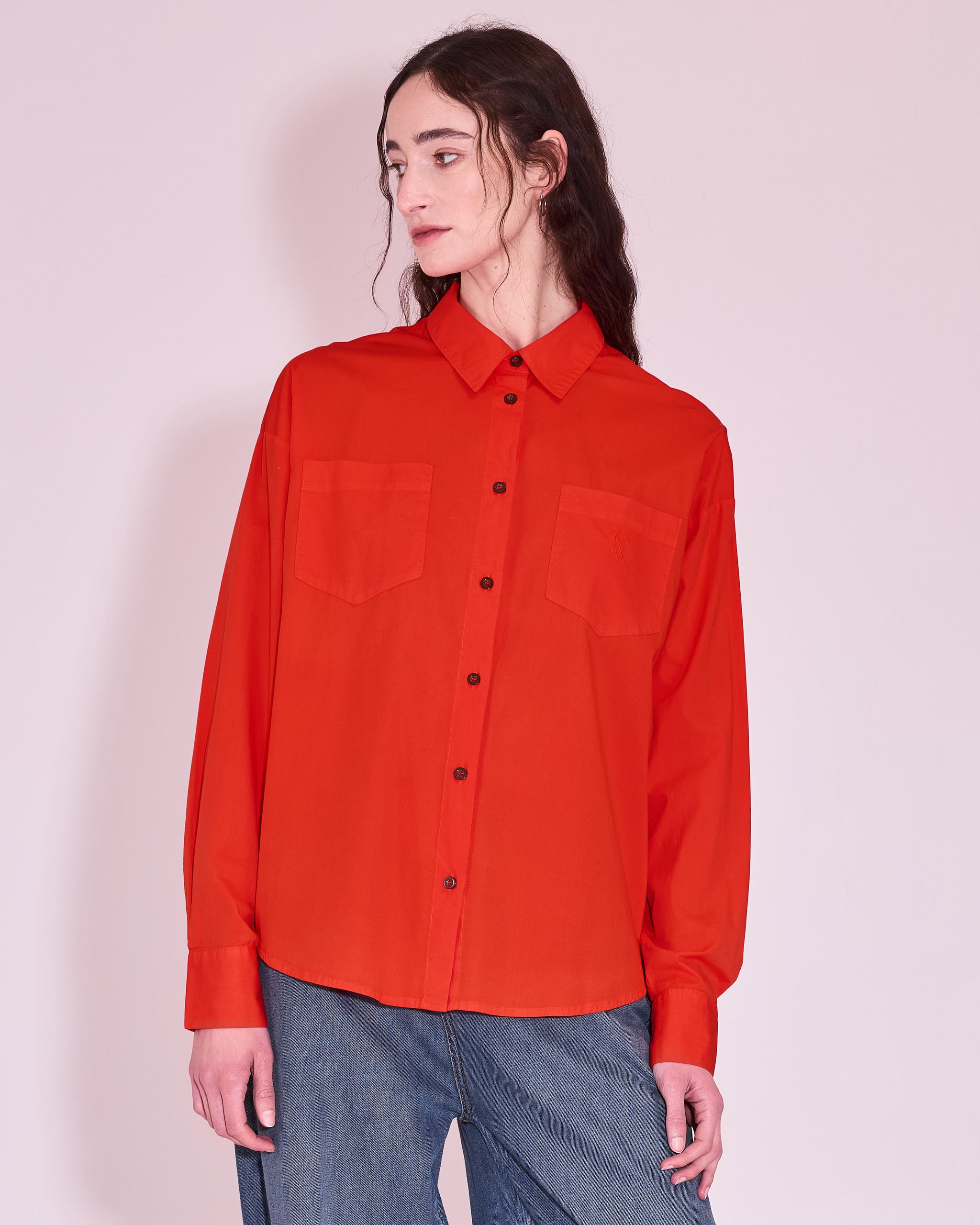 Gabri hemd in mandarin red