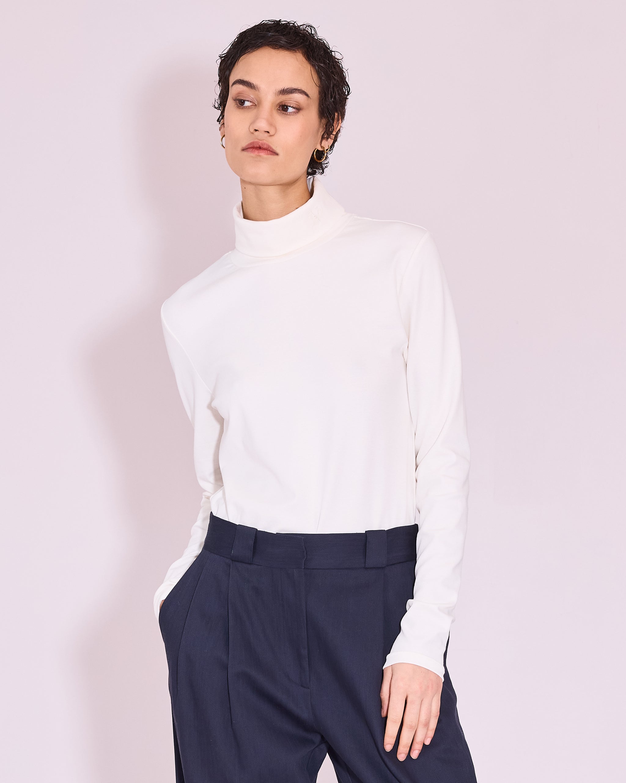 Gisely witte rolkraag T-shirt