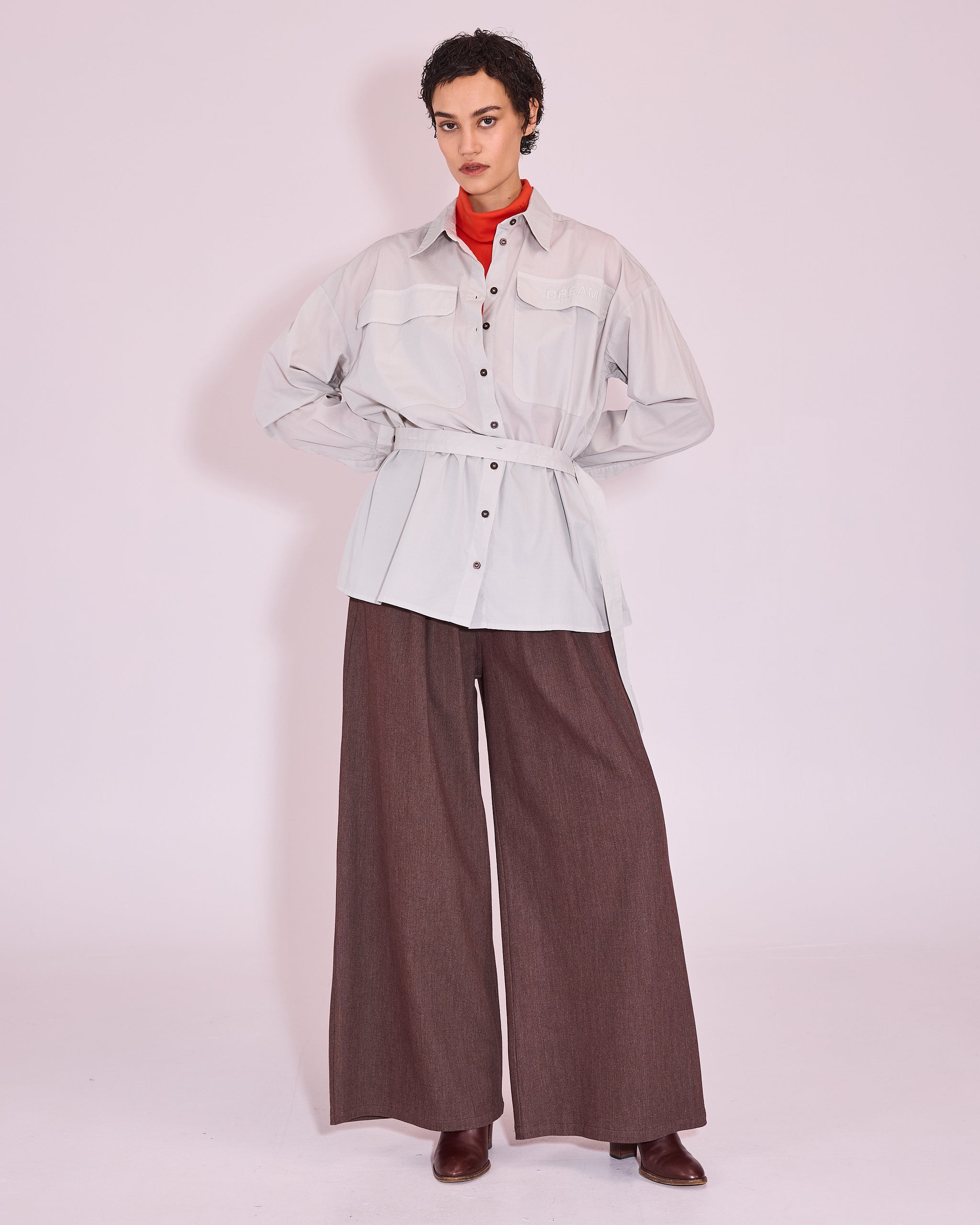 Gisely turtleneck T-shirt in mandarin red