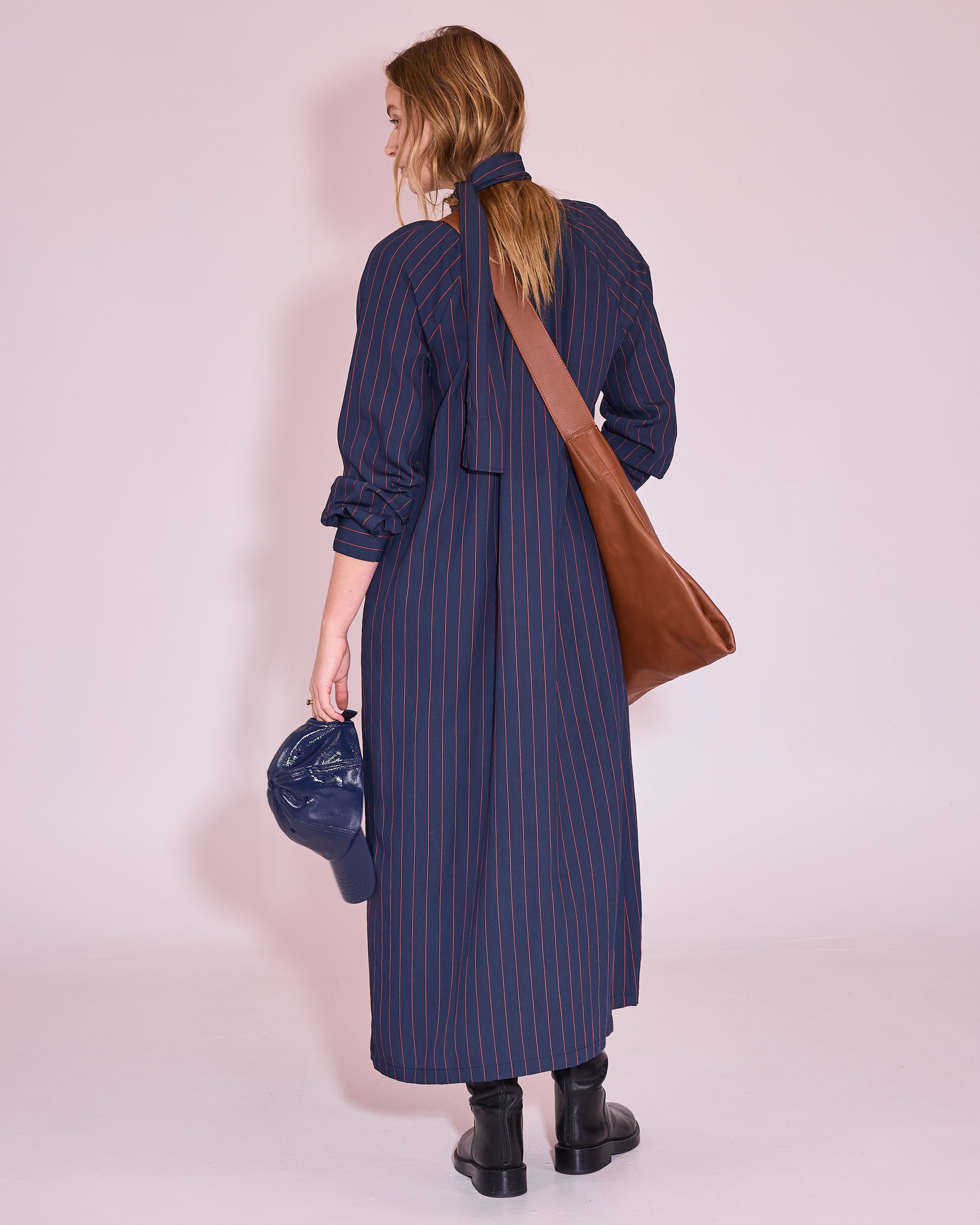 Jade dress in navy / bright red