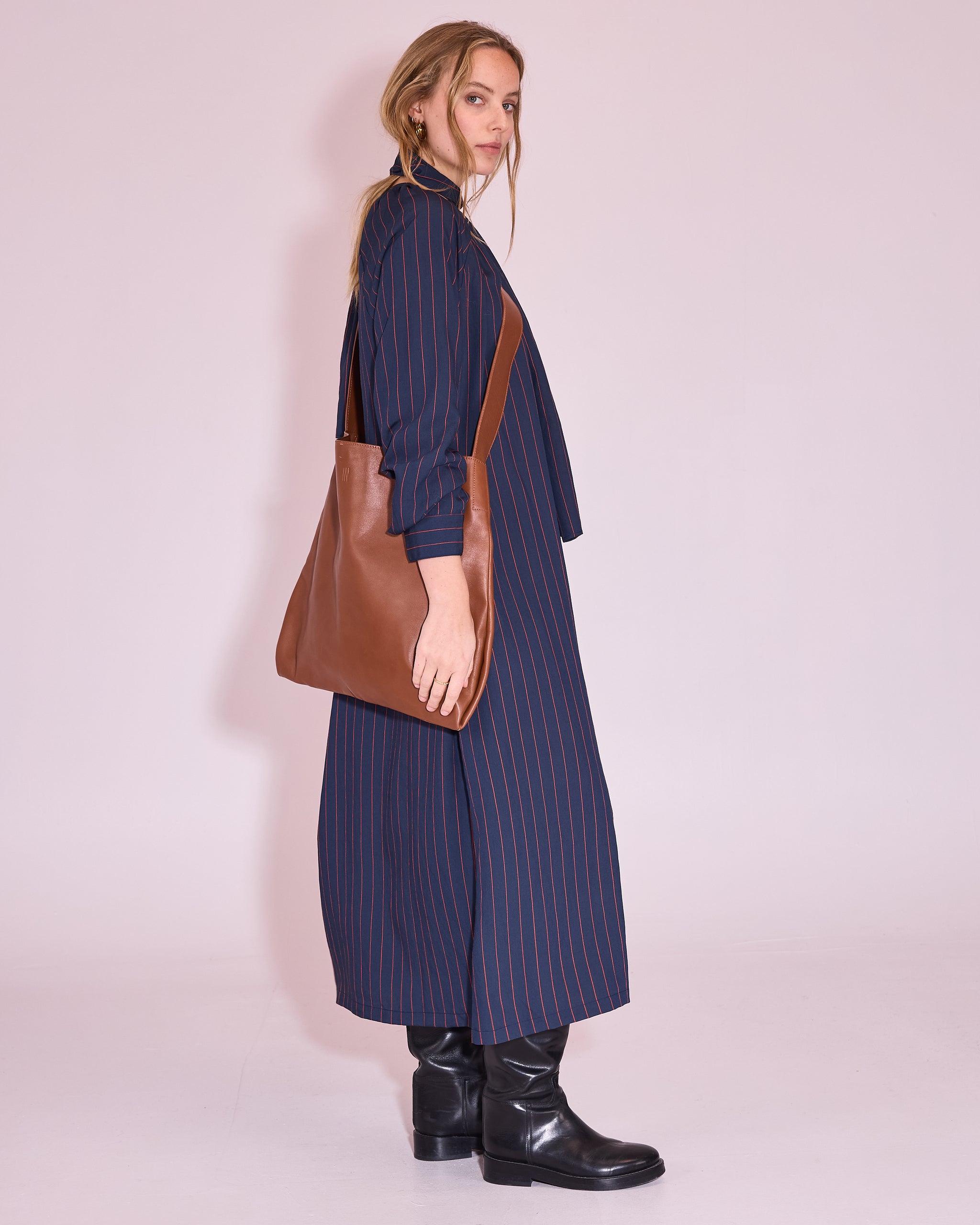 Jade dress in navy / bright red