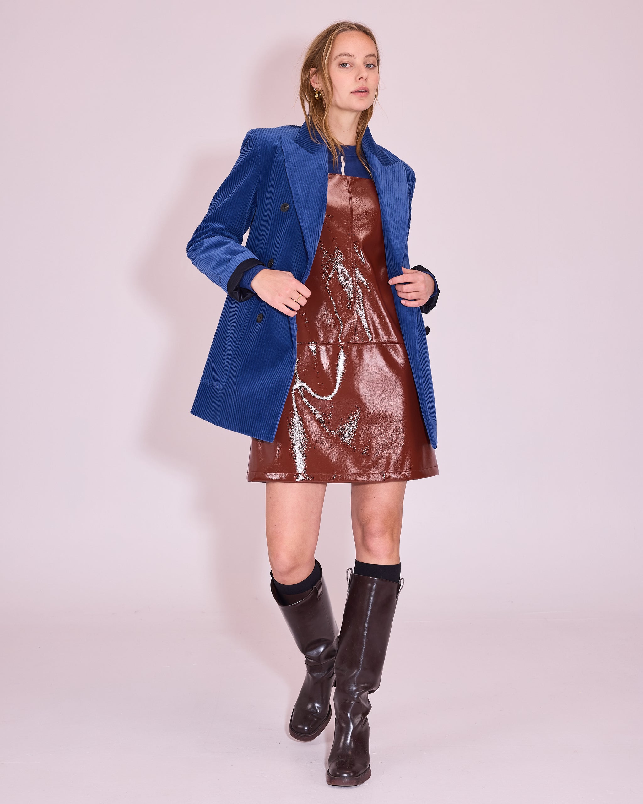Jolene dress in maroon faux leather