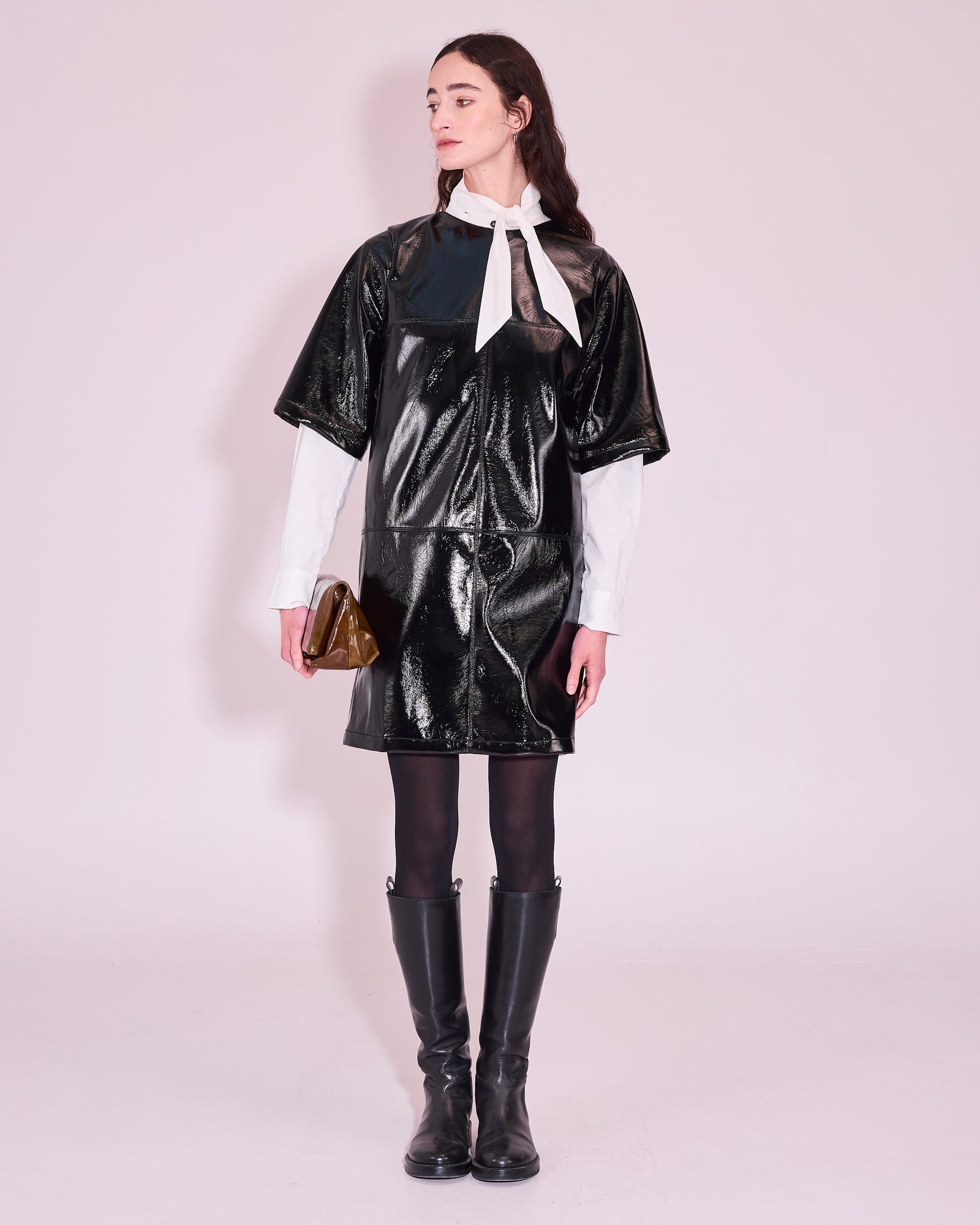 Jorun jurk in black faux leather