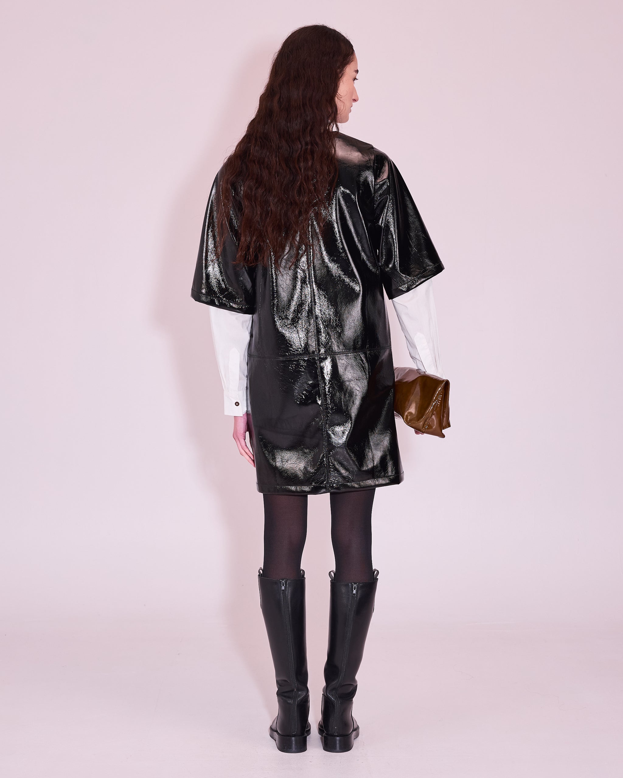 Jorun jurk in black faux leather