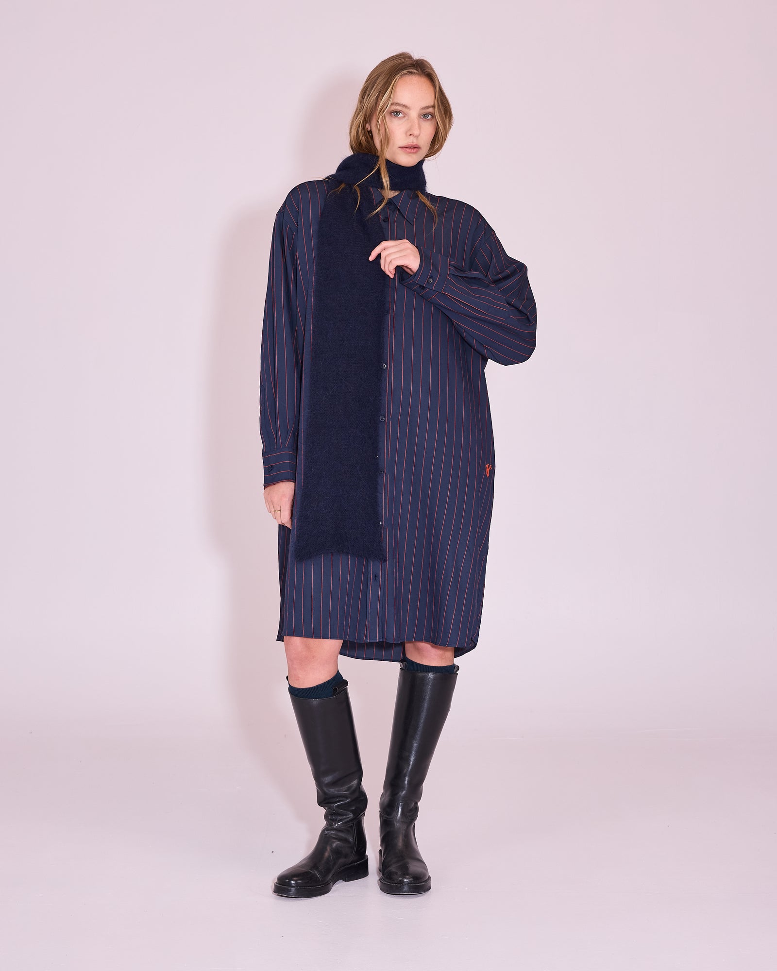 Juniper dress in navy / bright red 