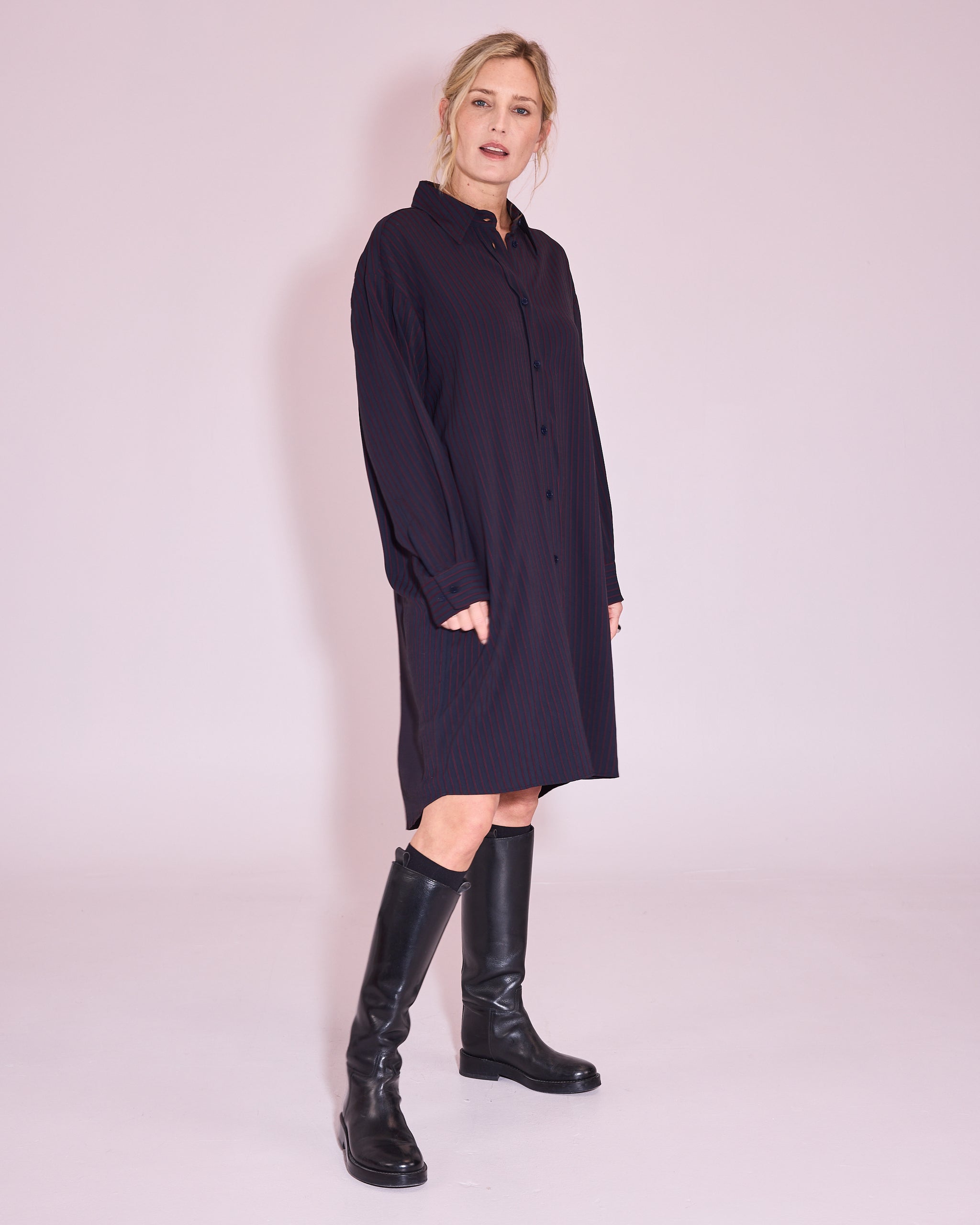 Juniper jurk in dark blue / burgundy