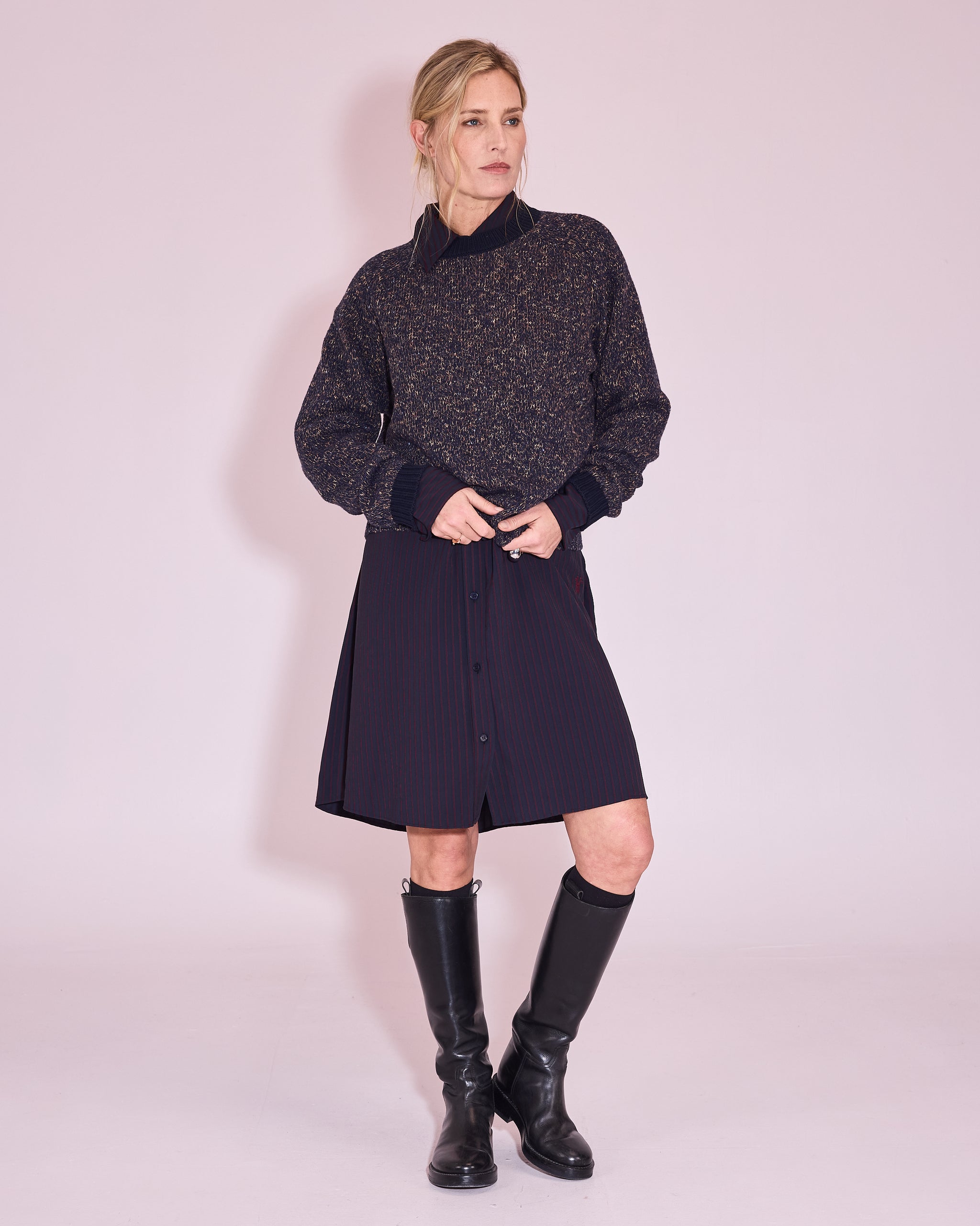 Juniper jurk in dark blue / burgundy
