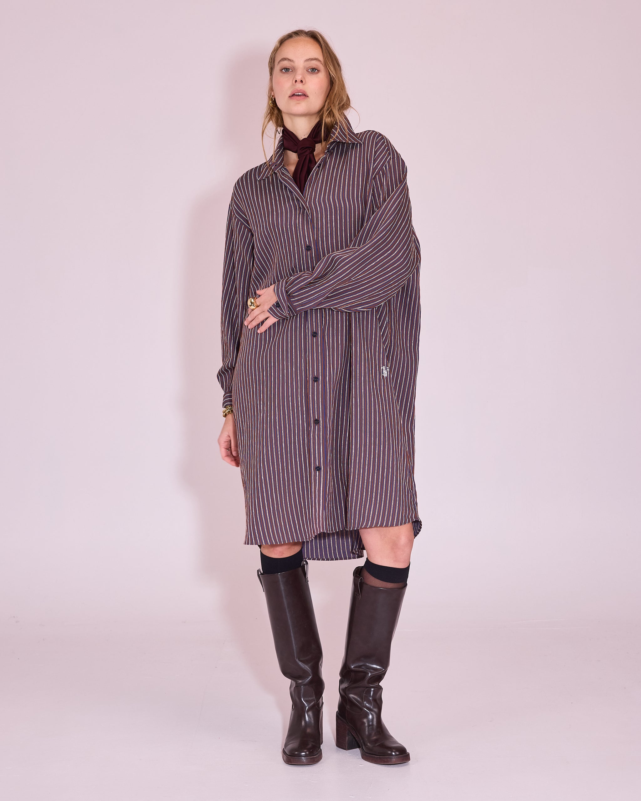 Juniper jurk in brown / blue / white