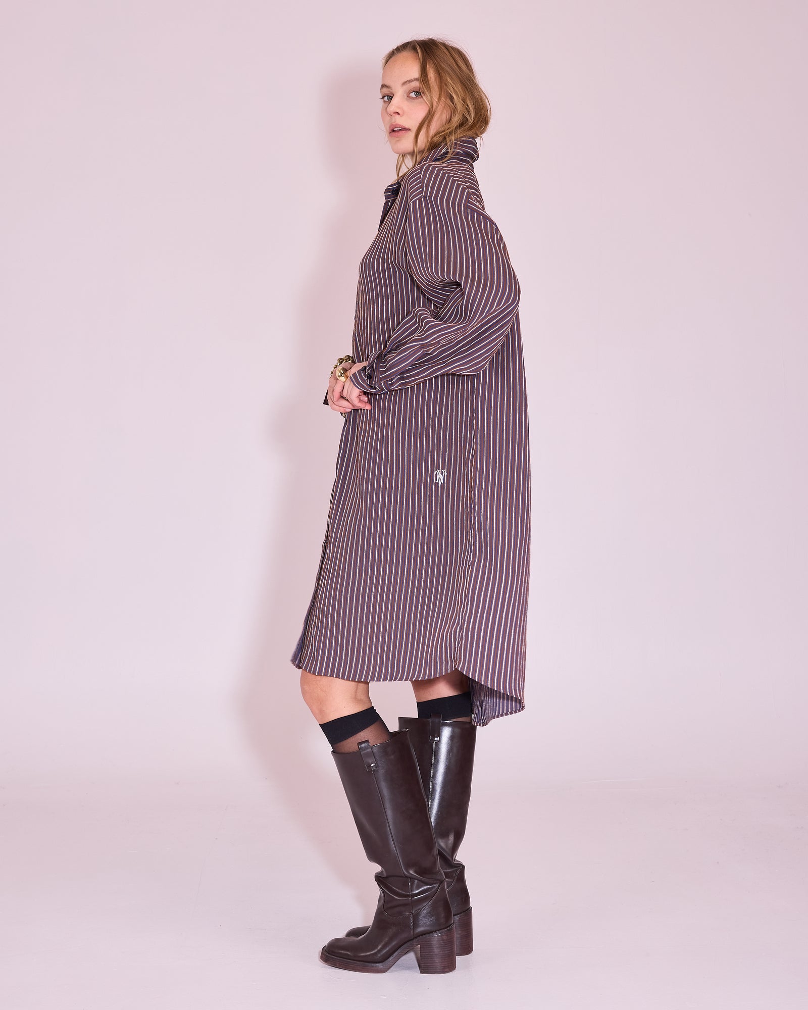 Juniper jurk in brown / blue / white