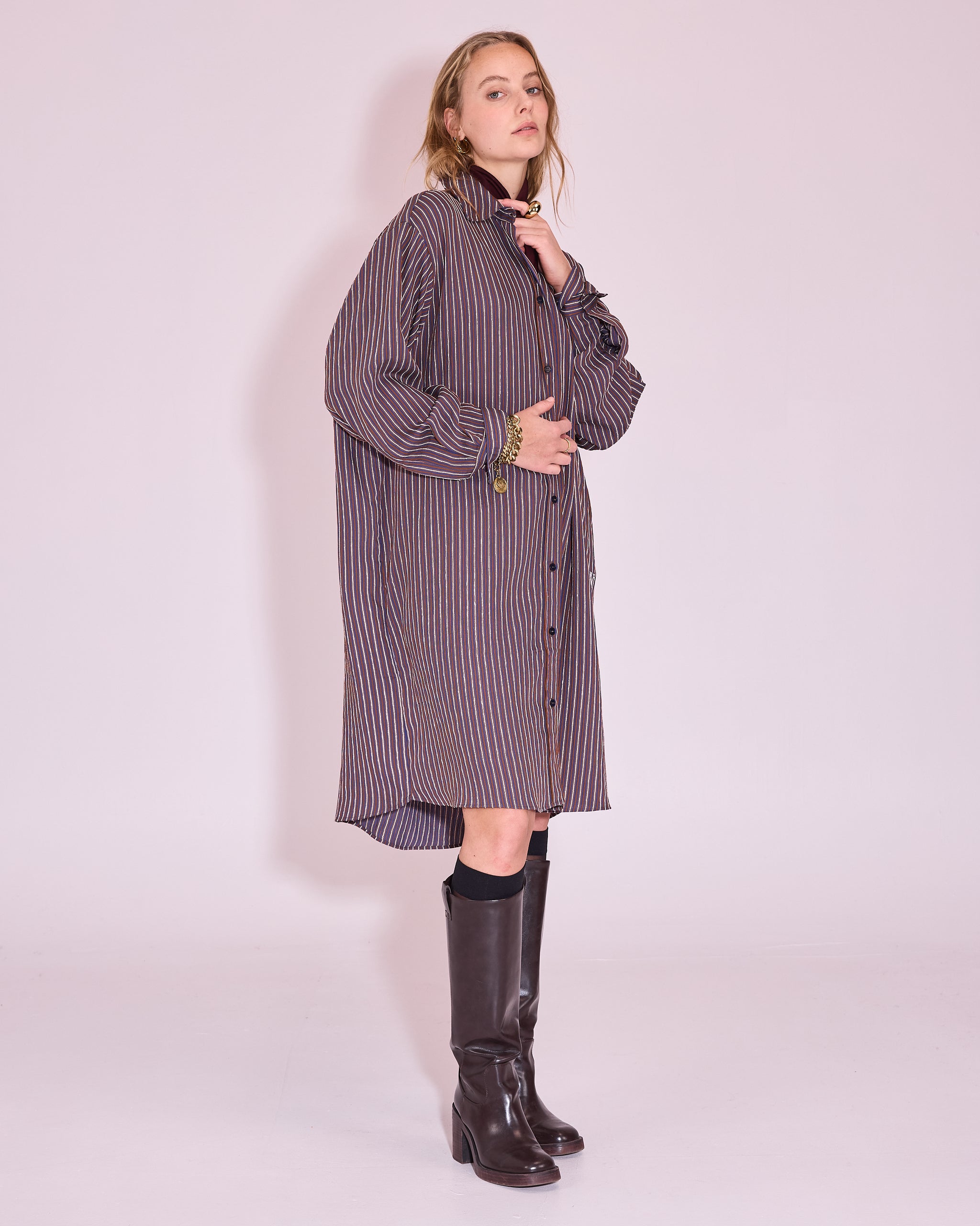 Juniper jurk in brown / blue / white