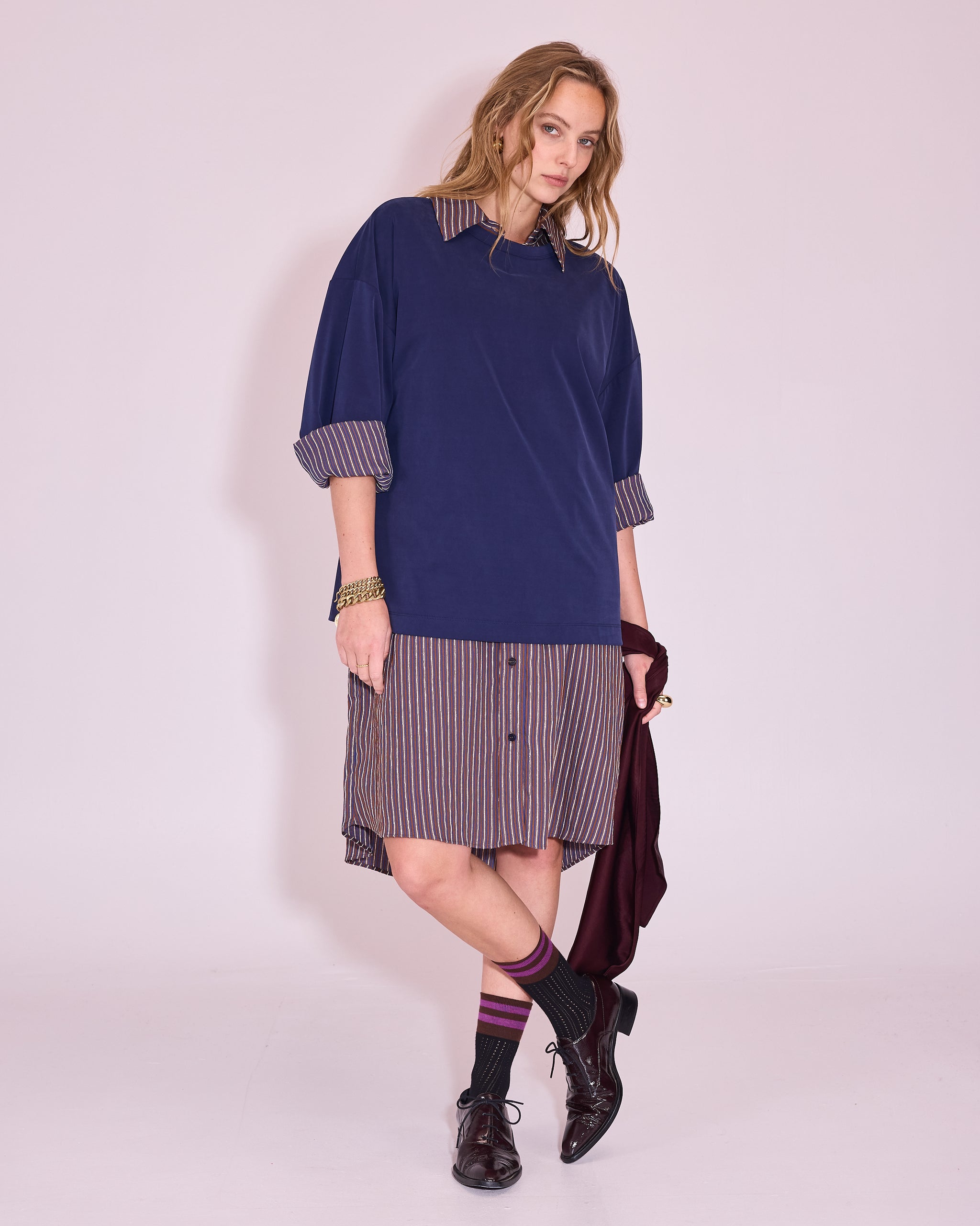 Juniper jurk in brown / blue / white