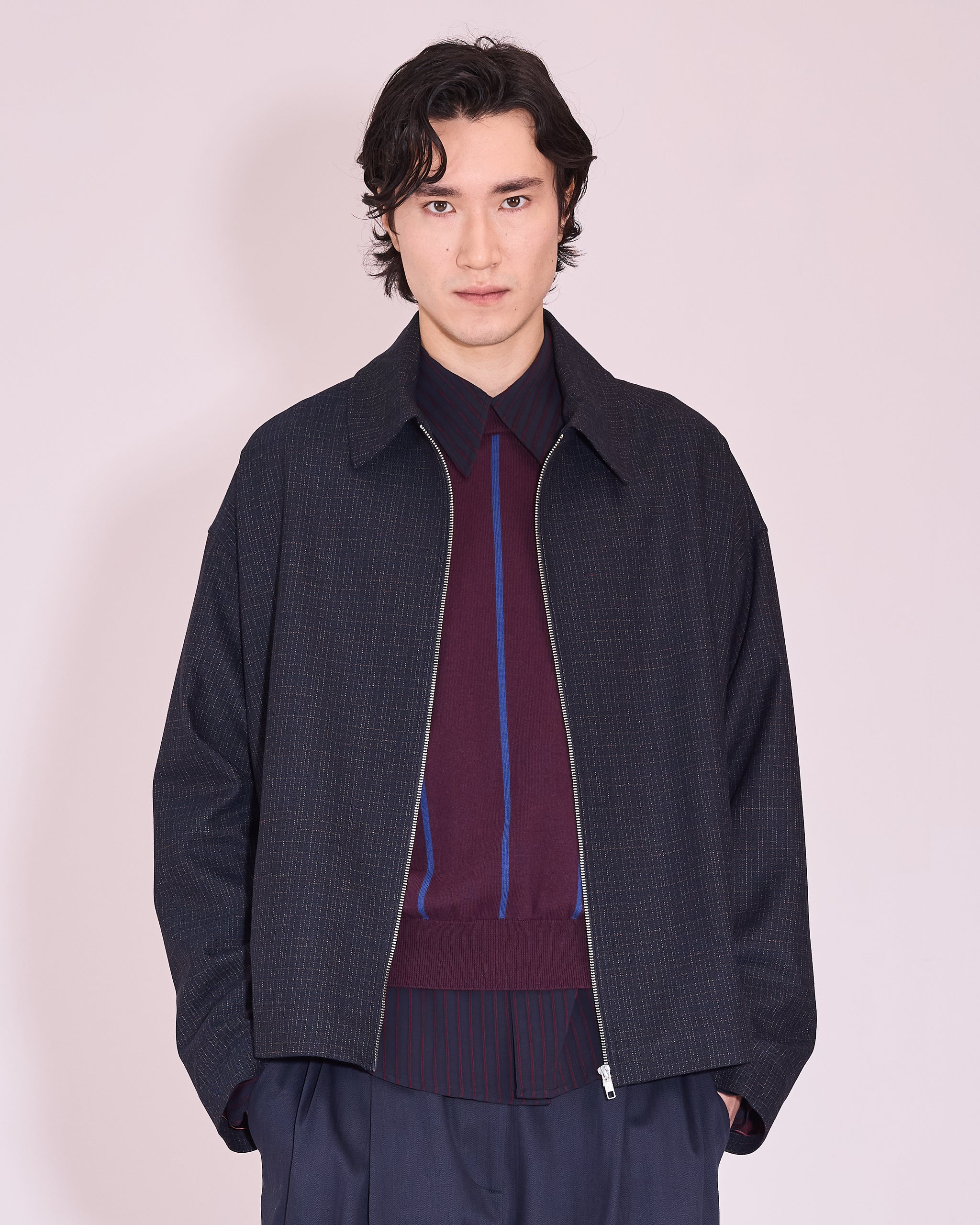 Jan jas in navy / multi checks