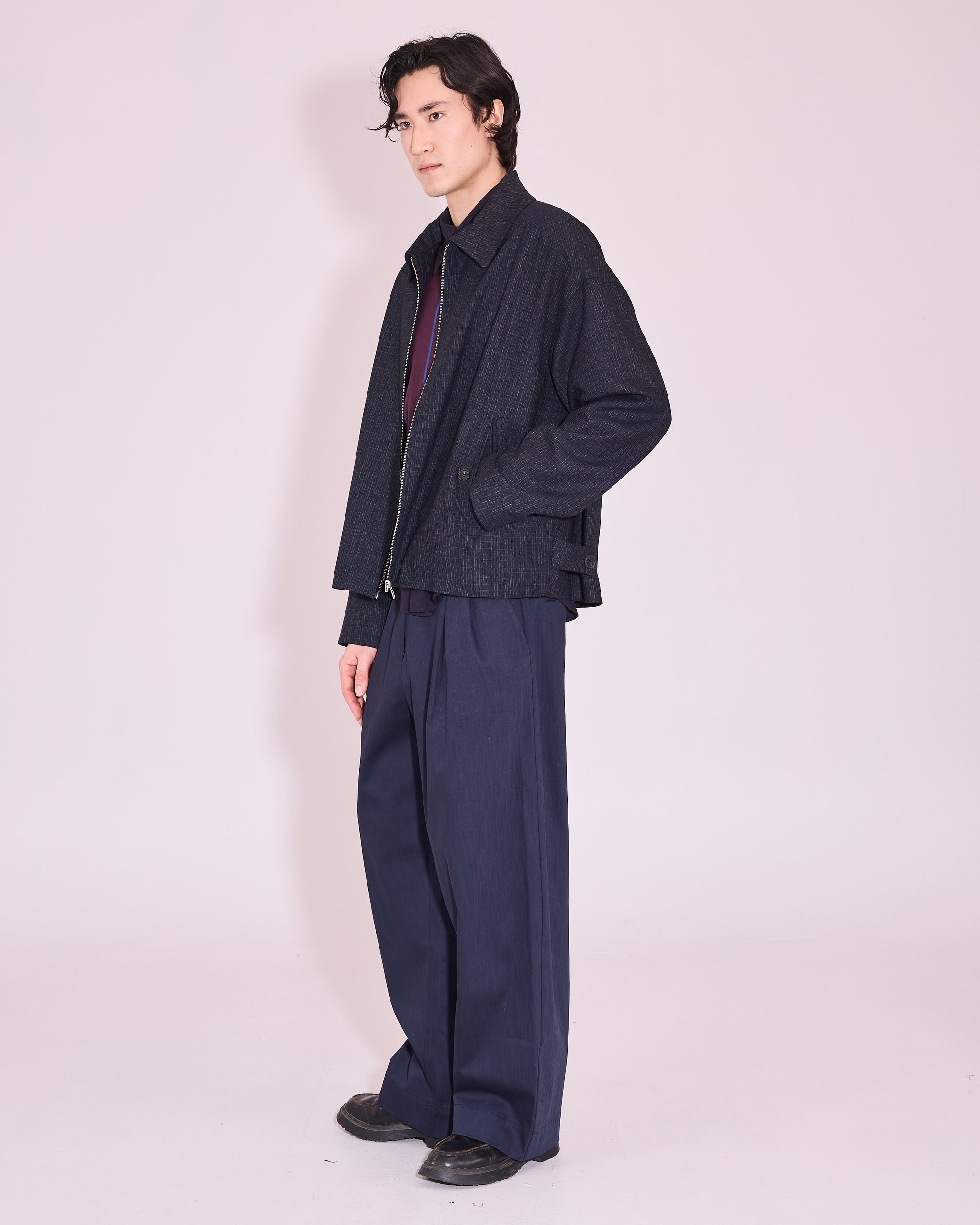 Jan jas in navy / multi checks