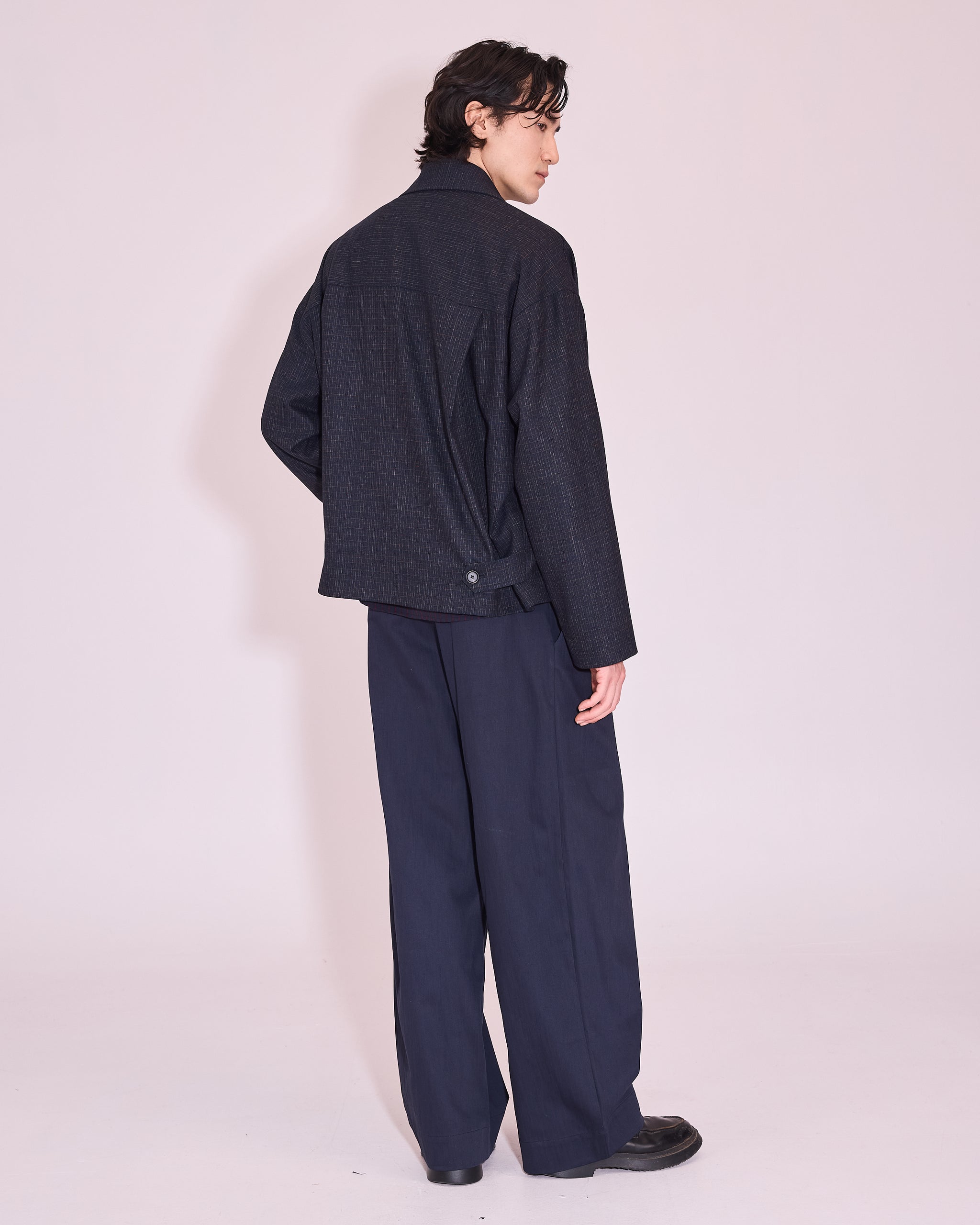 Jan jas in navy / multi checks