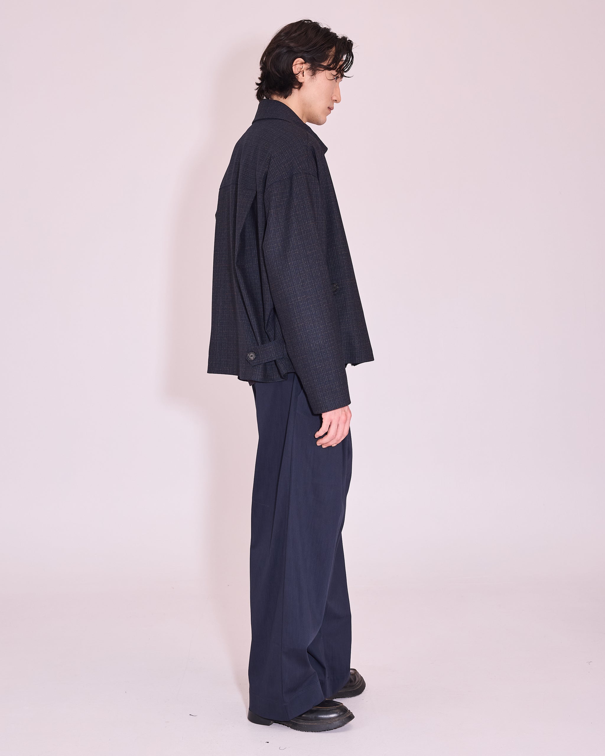 Jan jas in navy / multi checks