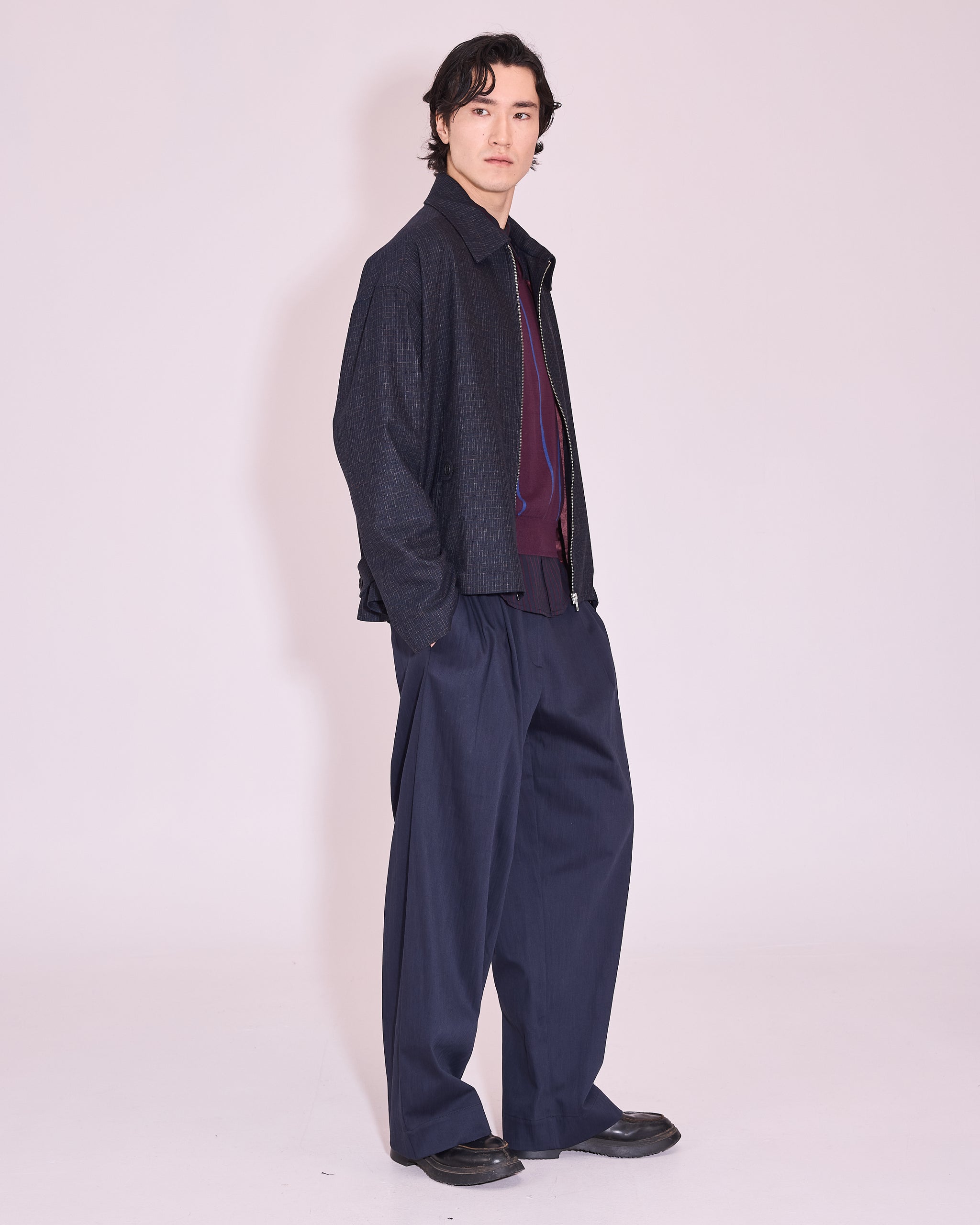 Jan jas in navy / multi checks