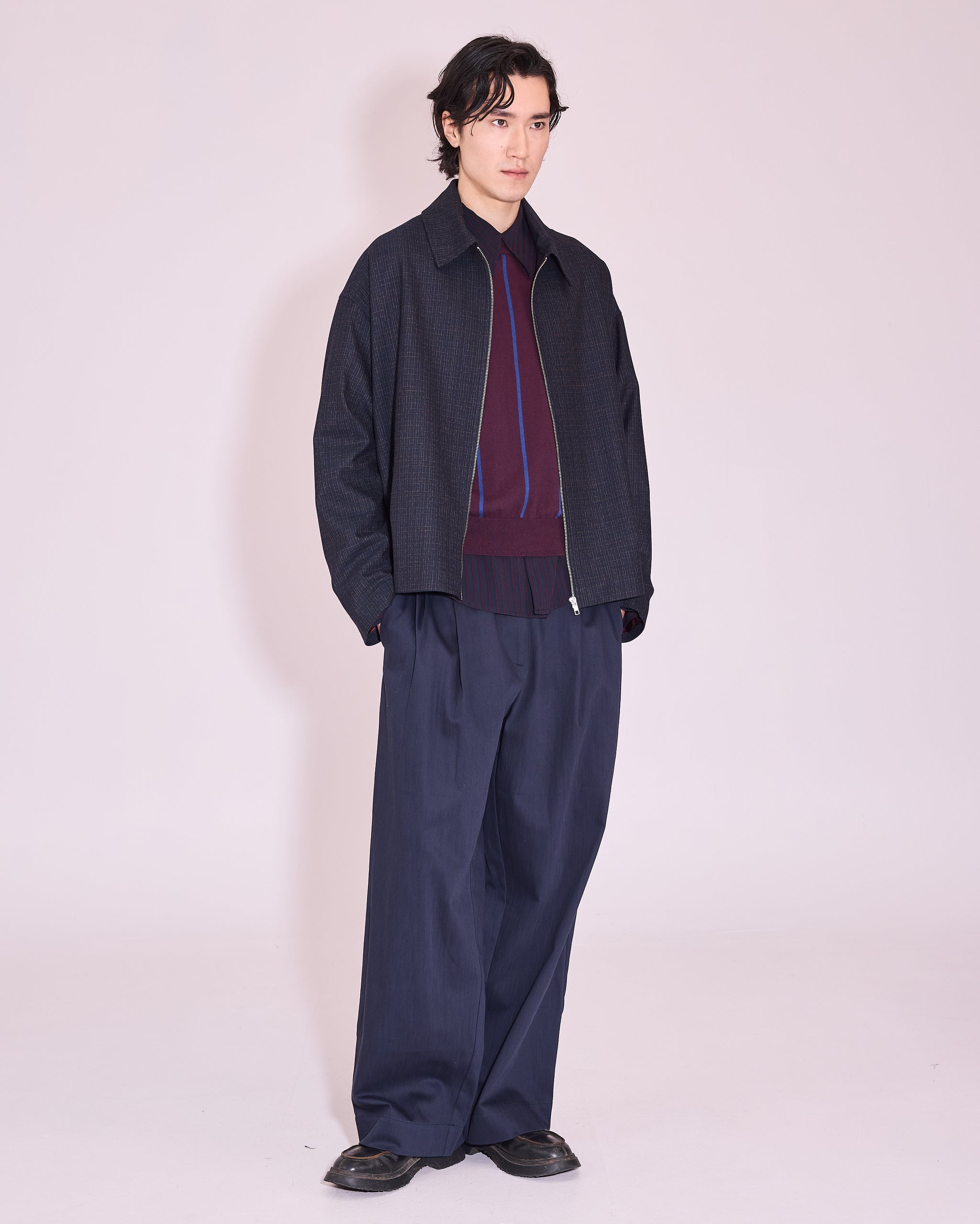 Jan jas in navy / multi checks