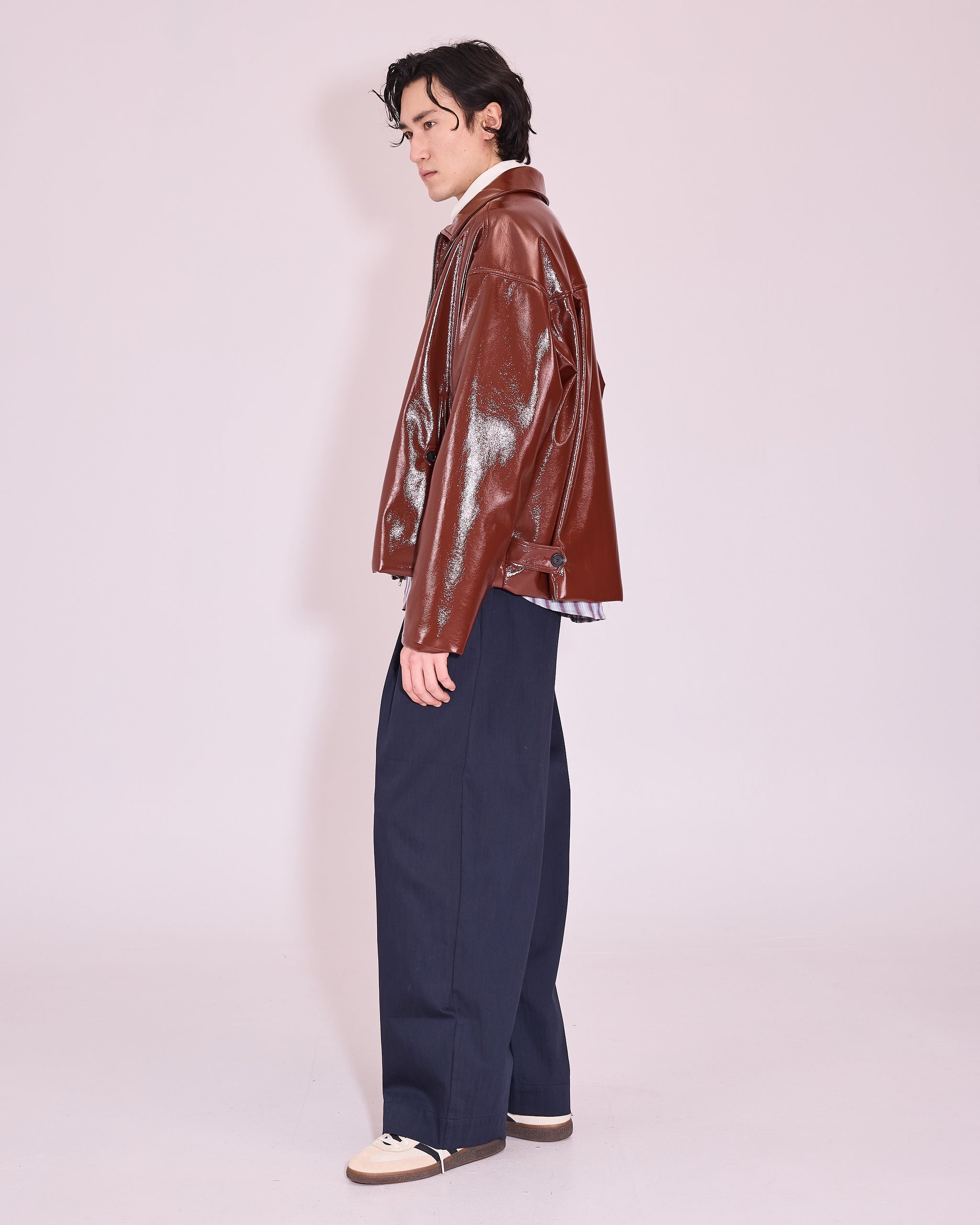 Jan jas in maroon faux leather