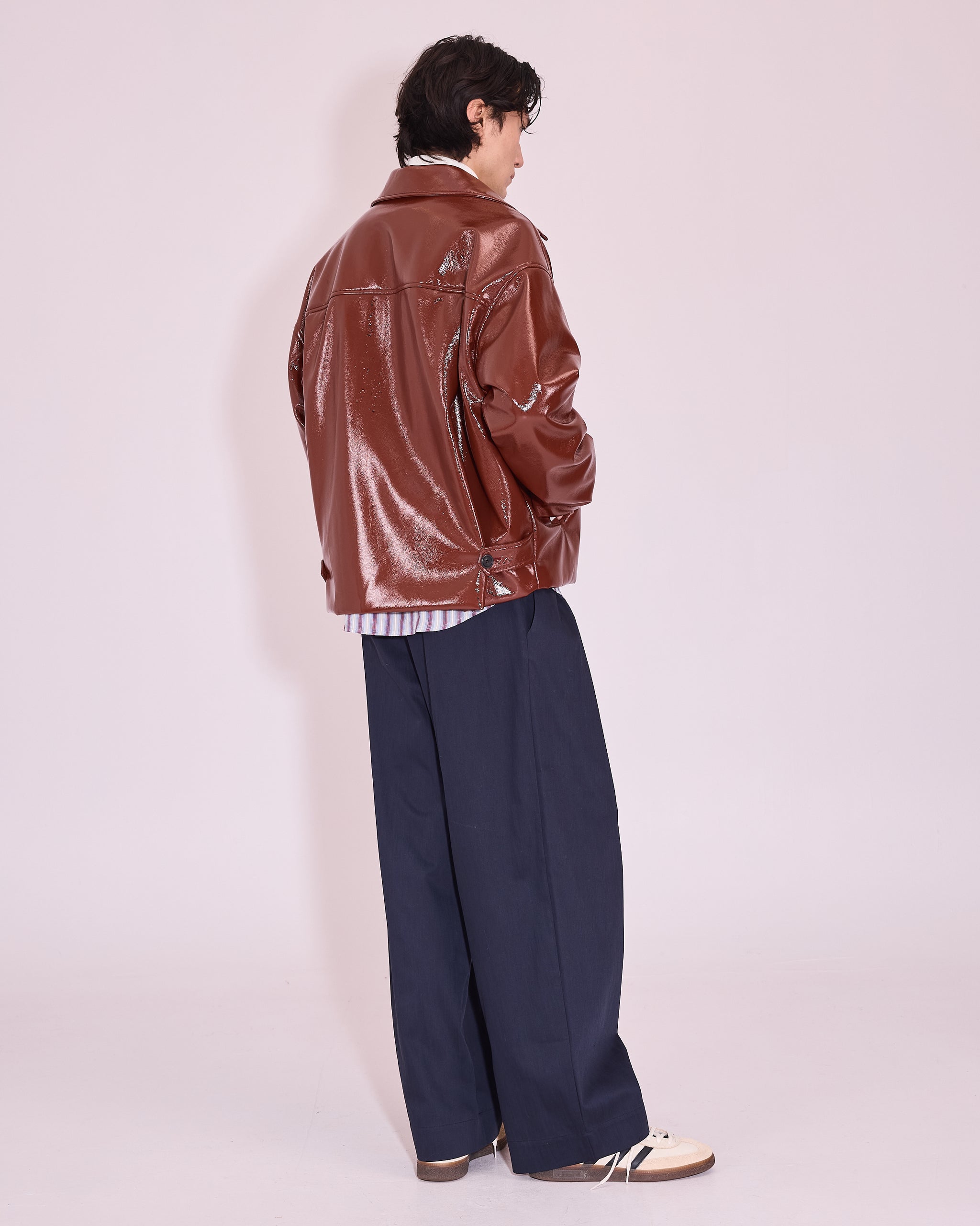 Jan jas in maroon faux leather