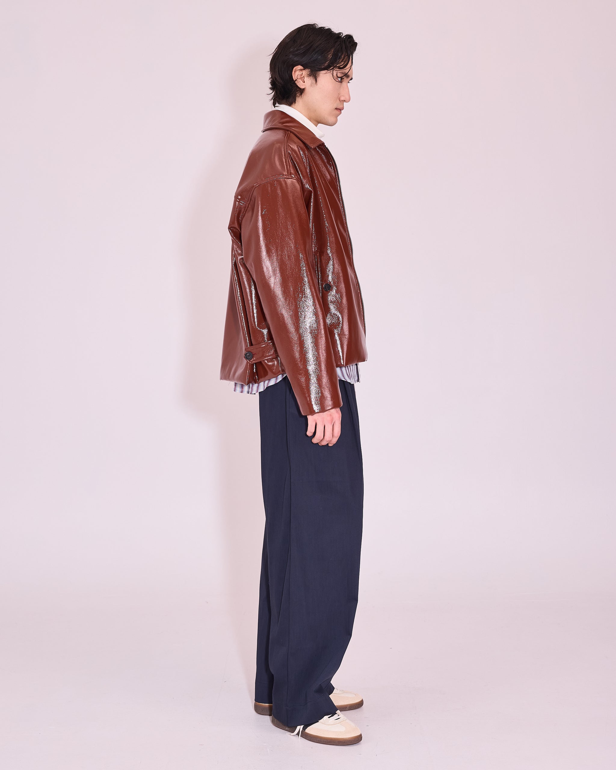 Jan jas in maroon faux leather