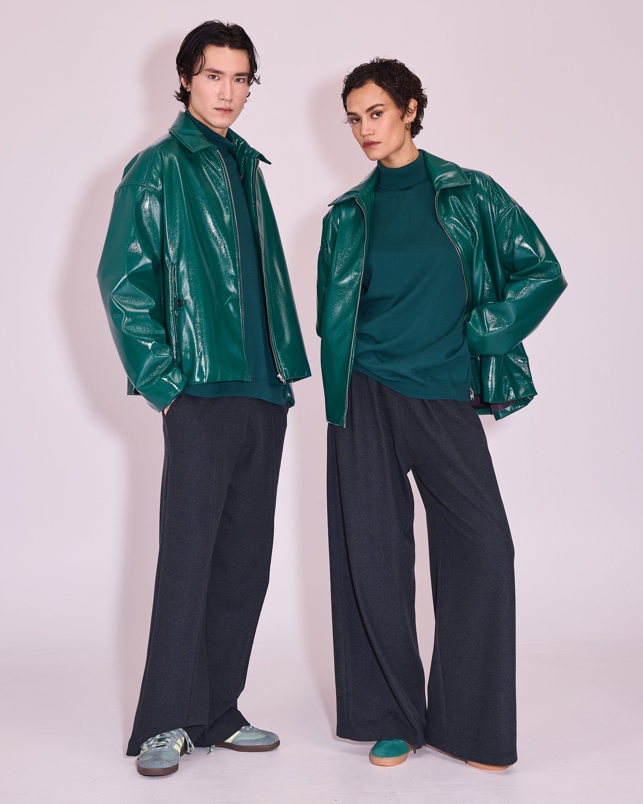 Jan jacket in evergreen faux leather