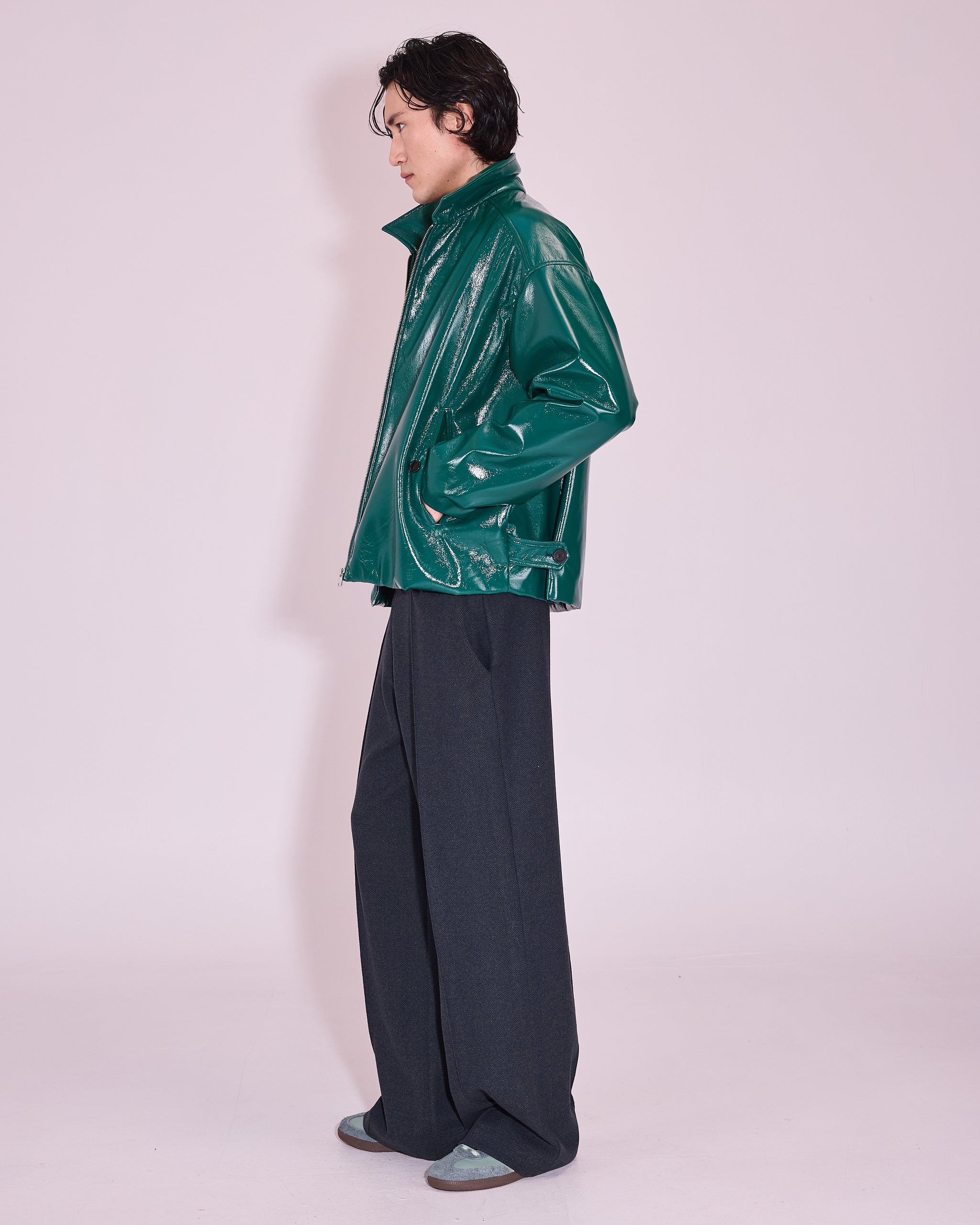 Jan jacket in evergreen faux leather