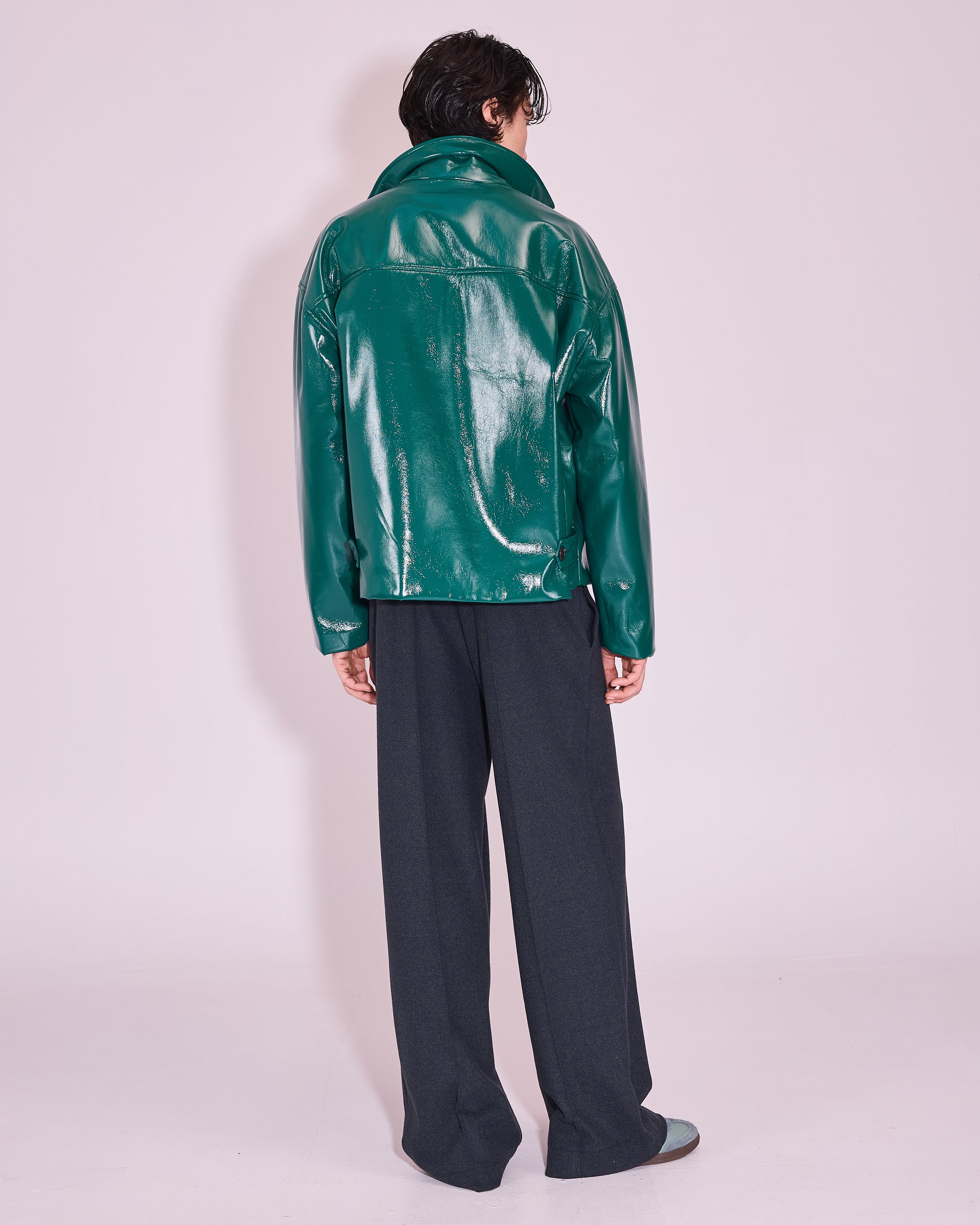 Jan jacket in evergreen faux leather