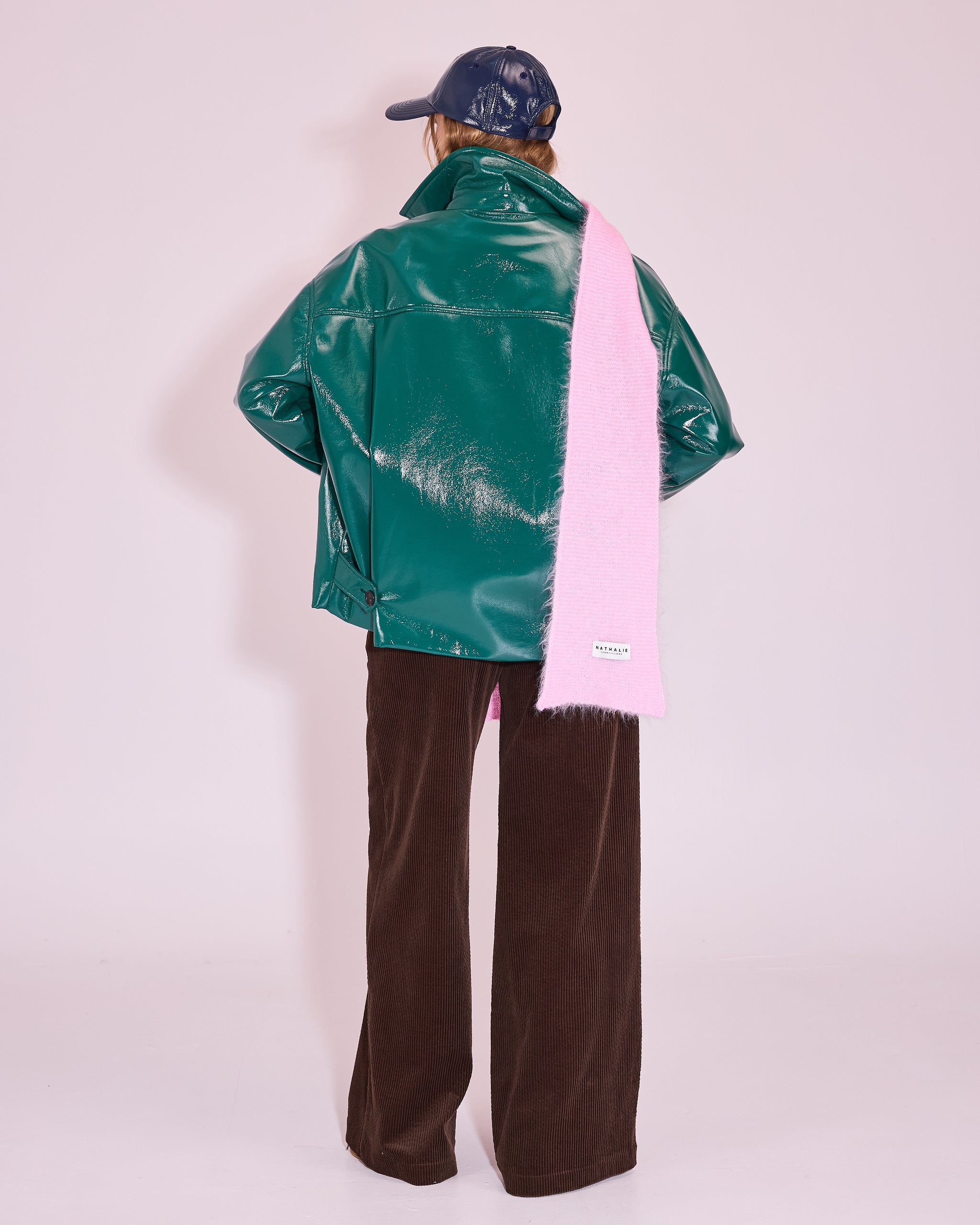 Jan jacket in evergreen faux leather