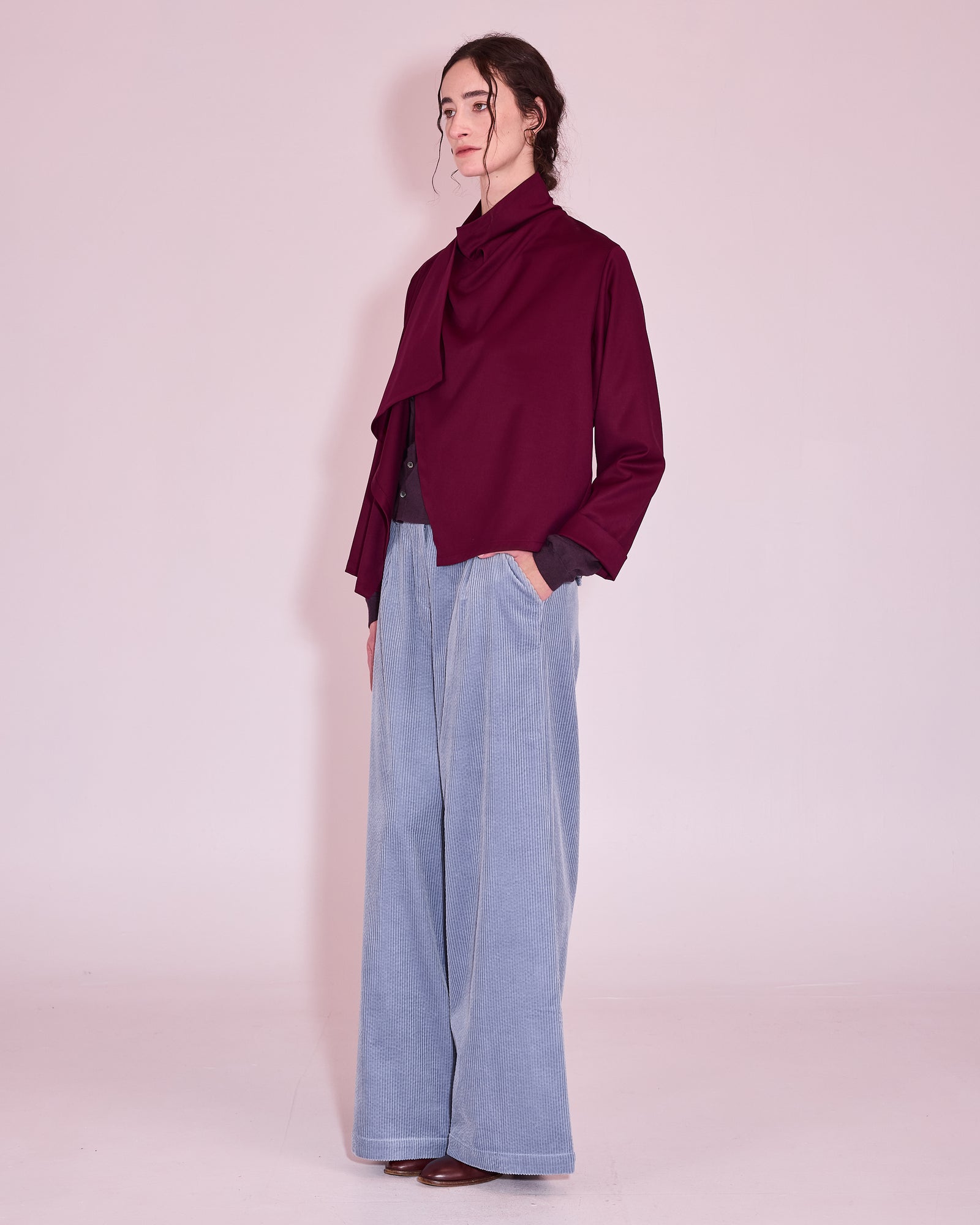 Jason wrap blouse in red plum