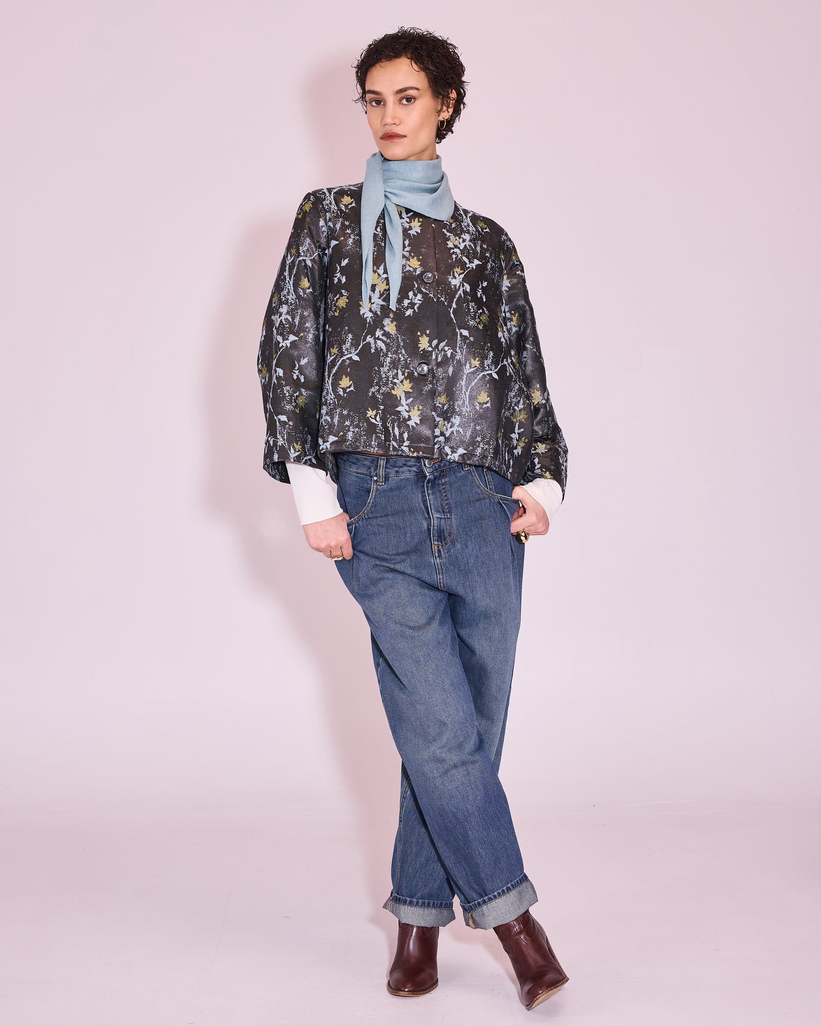 Jacques jacket in anthracite floral jacquard