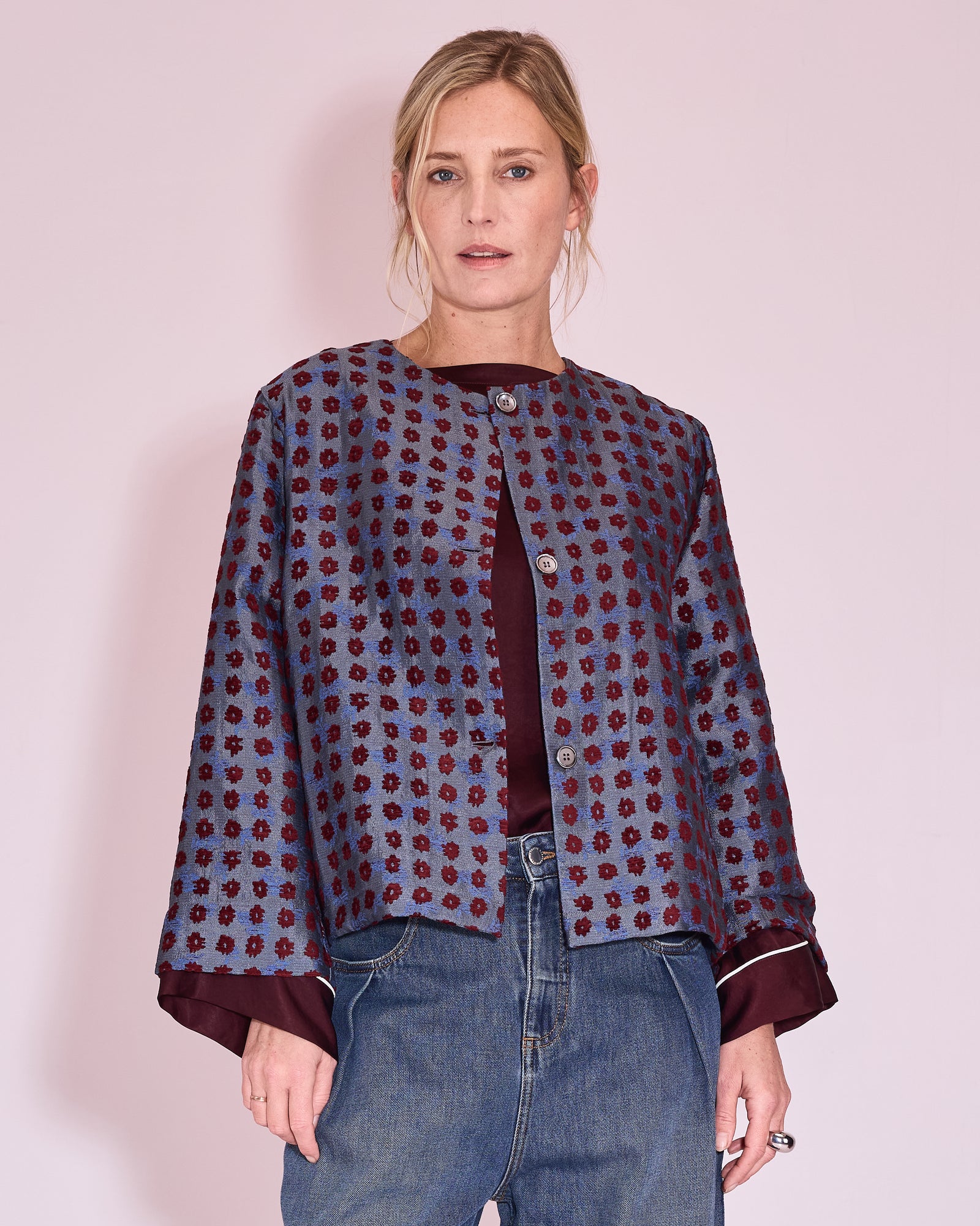 Jacques jacket in burgundy flower