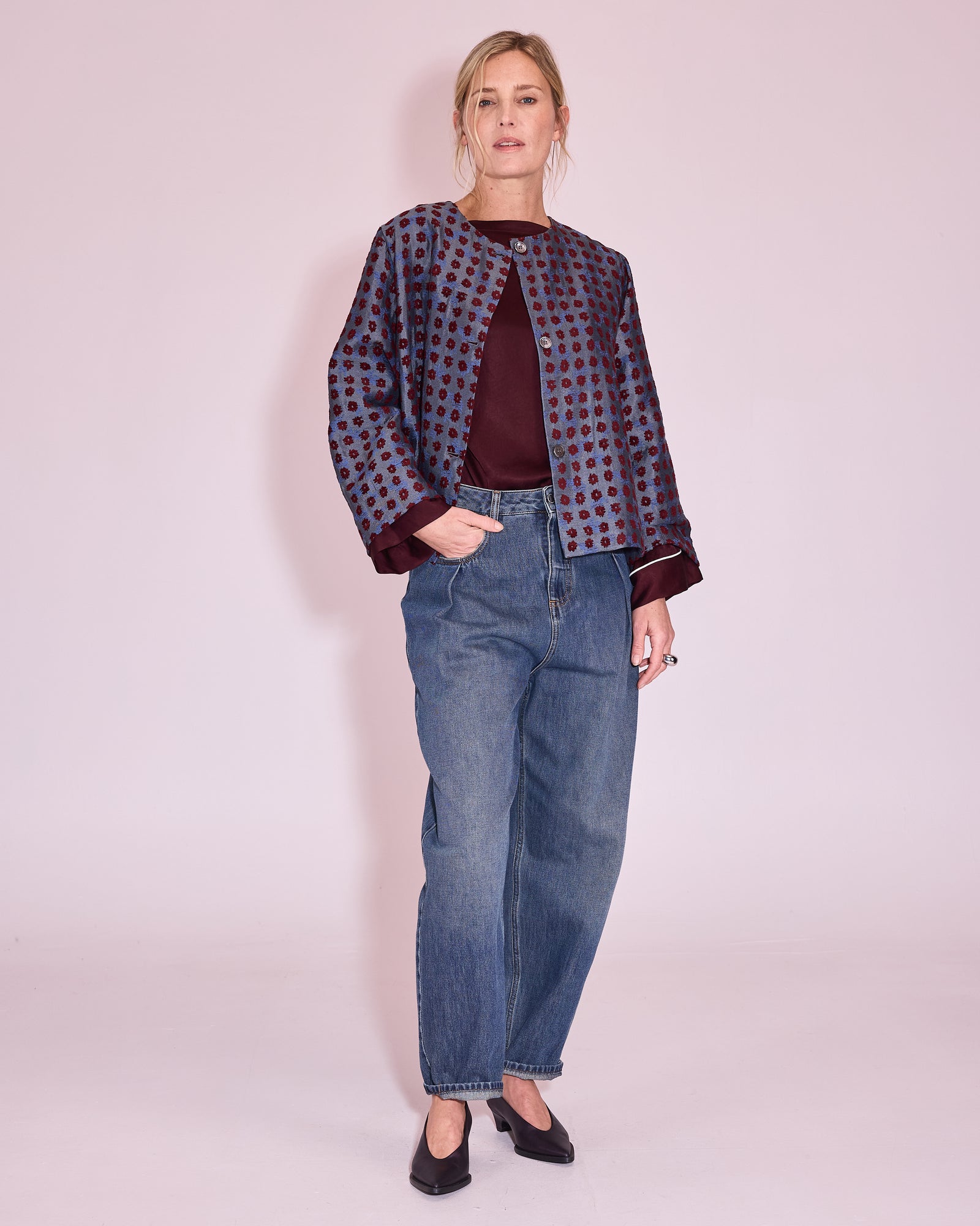 Jacques jacket in burgundy flower