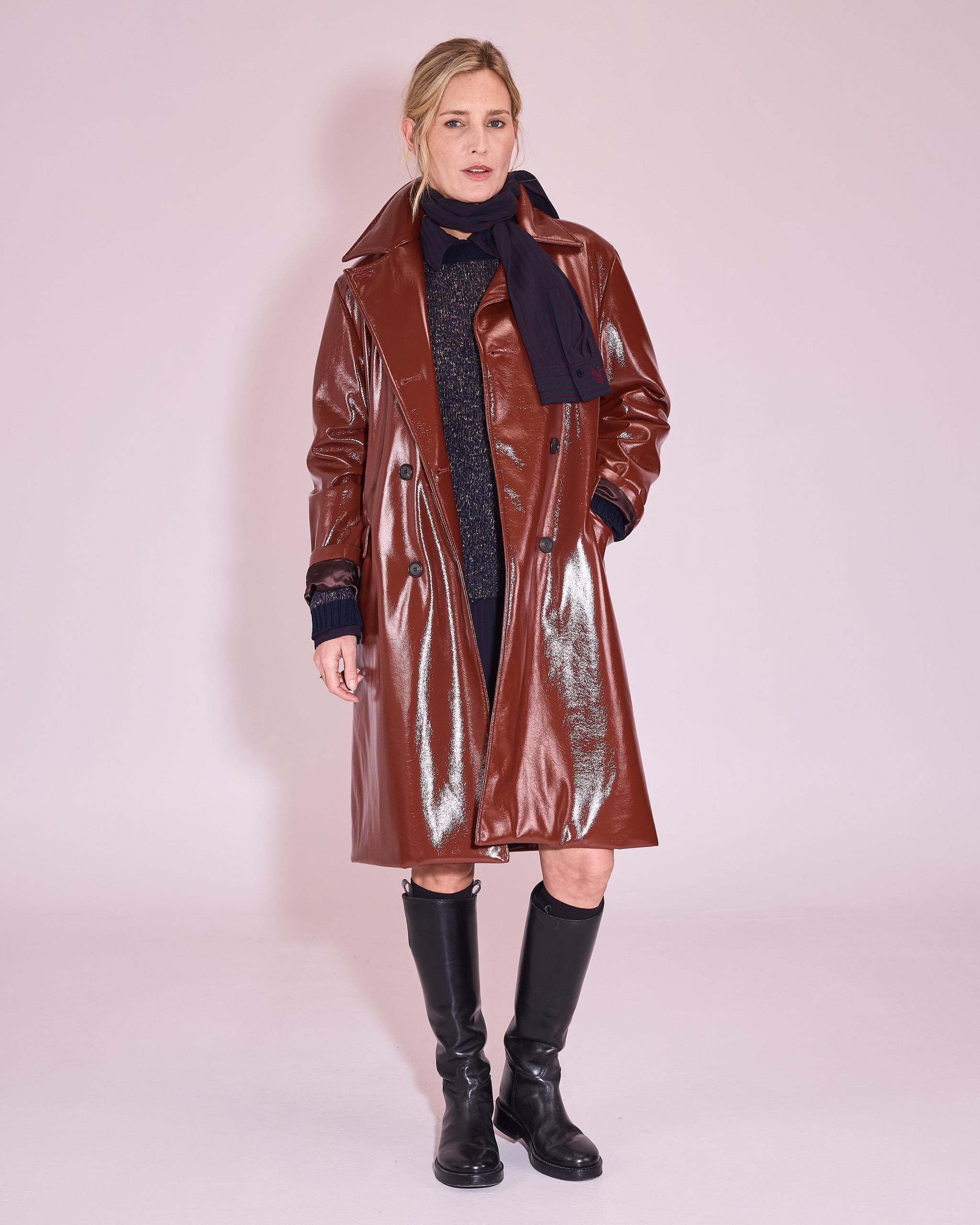 Gianni jas in maroon faux leather
