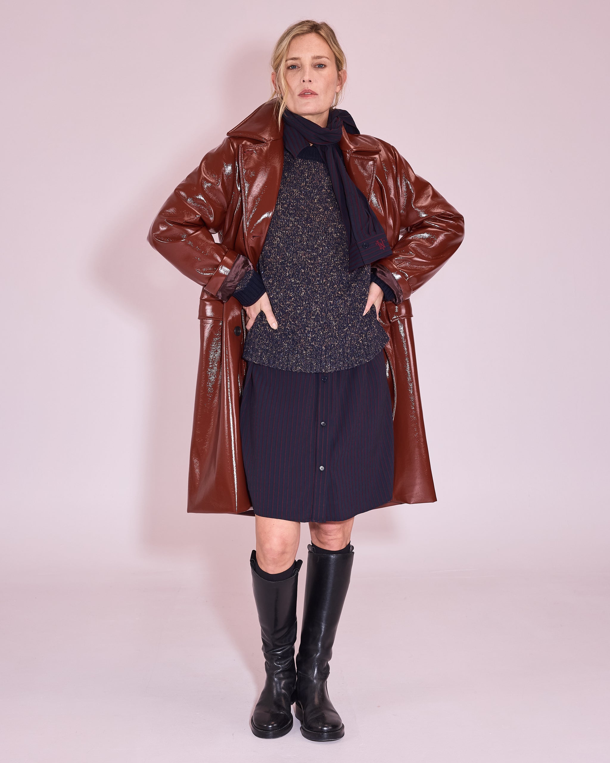Gianni jas in maroon faux leather